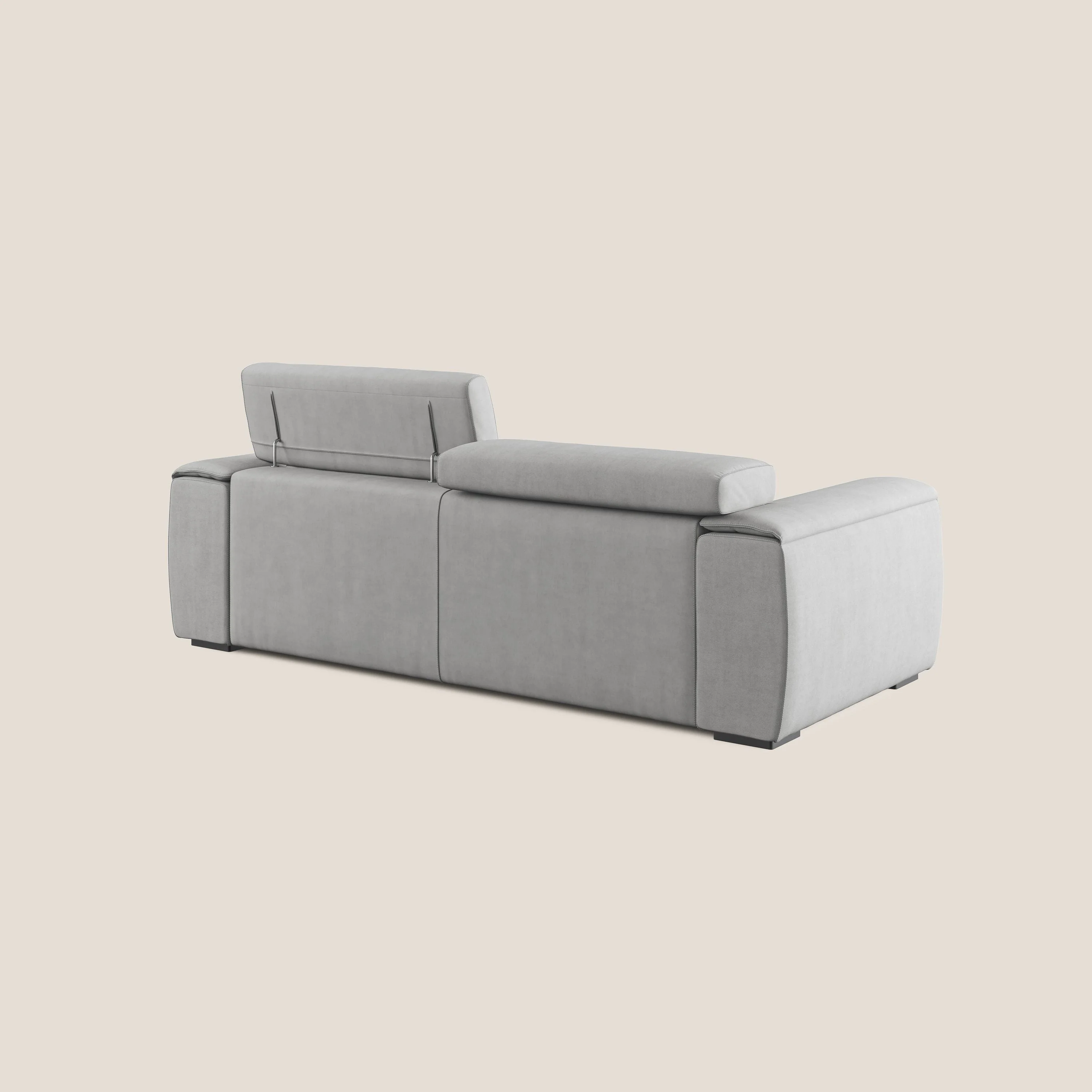 Zeno canapé linéaire avec pouf extractible en tissu doux imperméable T02 gris clair - Image 5