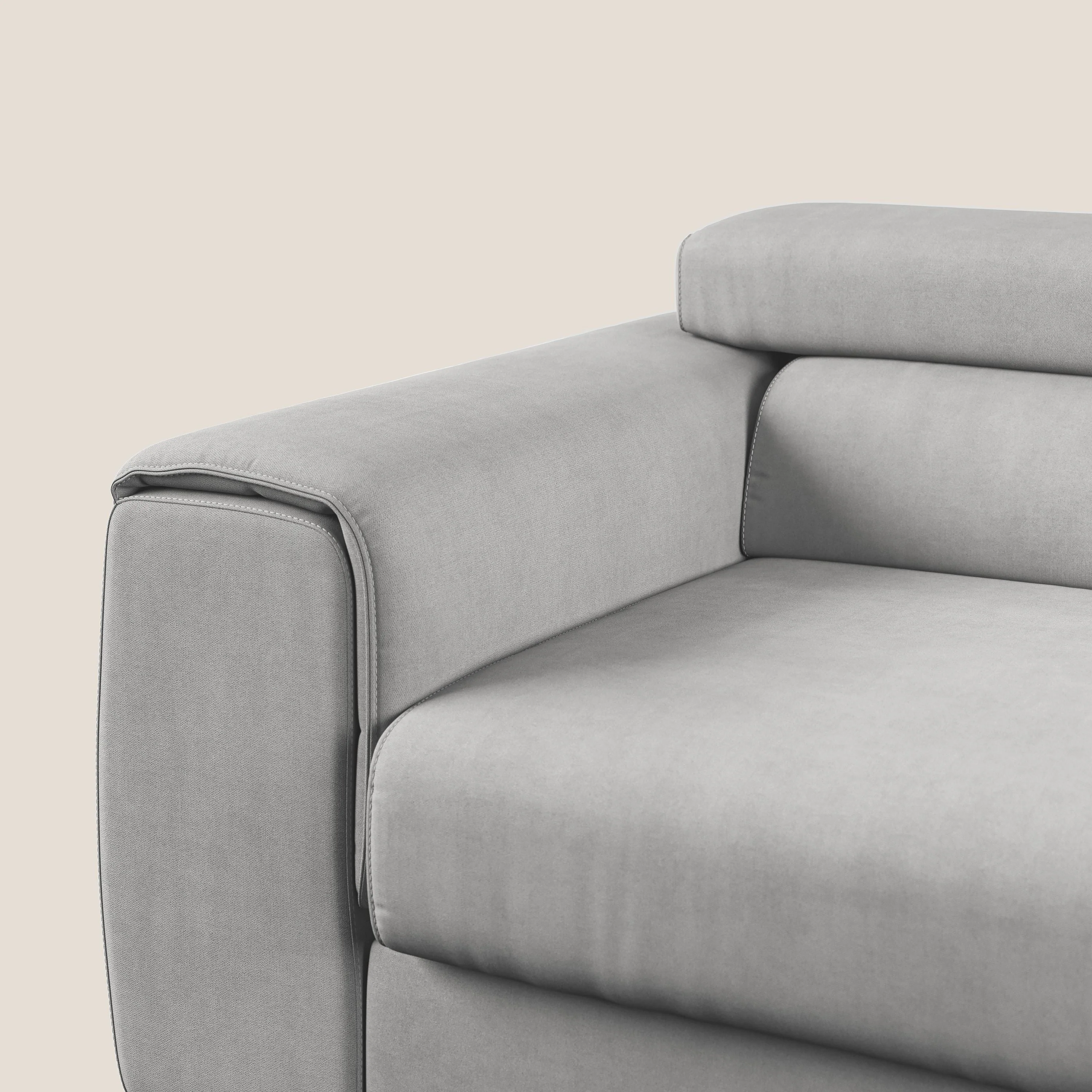 Zeno canapé linéaire avec pouf extractible en tissu doux imperméable T02 gris clair - Image 8
