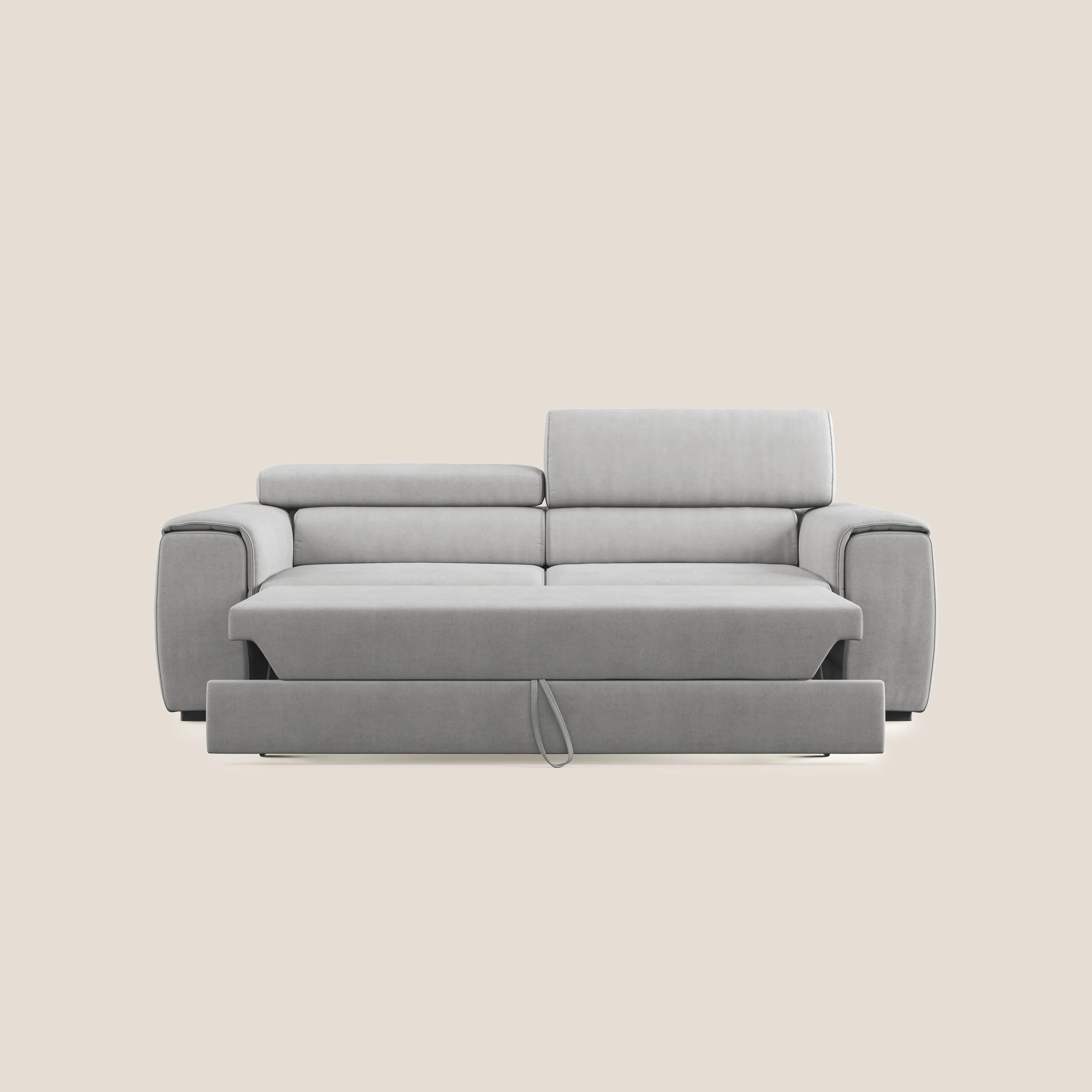 Zeno canapé linéaire avec pouf extractible en tissu doux imperméable T02 gris clair - Image 9