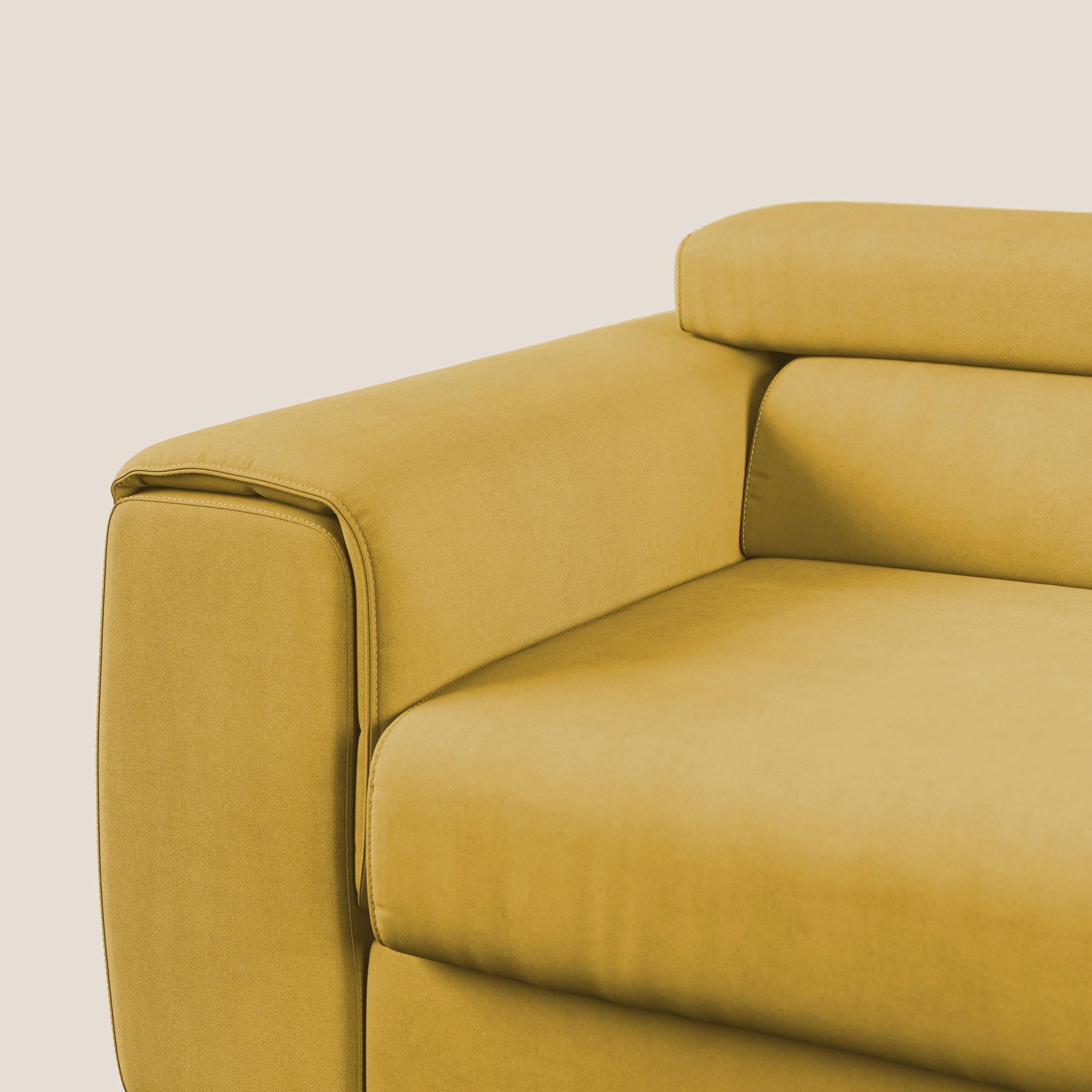 Zeno canapé linéaire avec pouf extractible en tissu doux imperméable T02 jaune - Image 8
