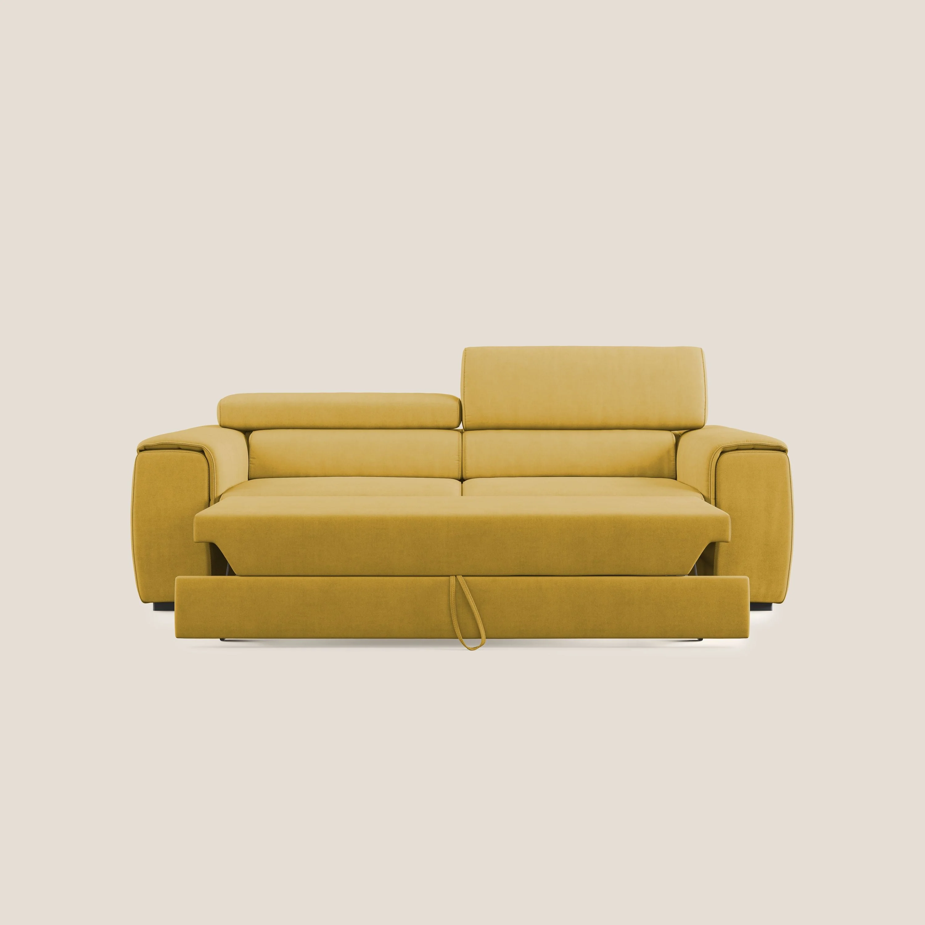 Zeno canapé linéaire avec pouf extractible en tissu doux imperméable T02 jaune - Image 9