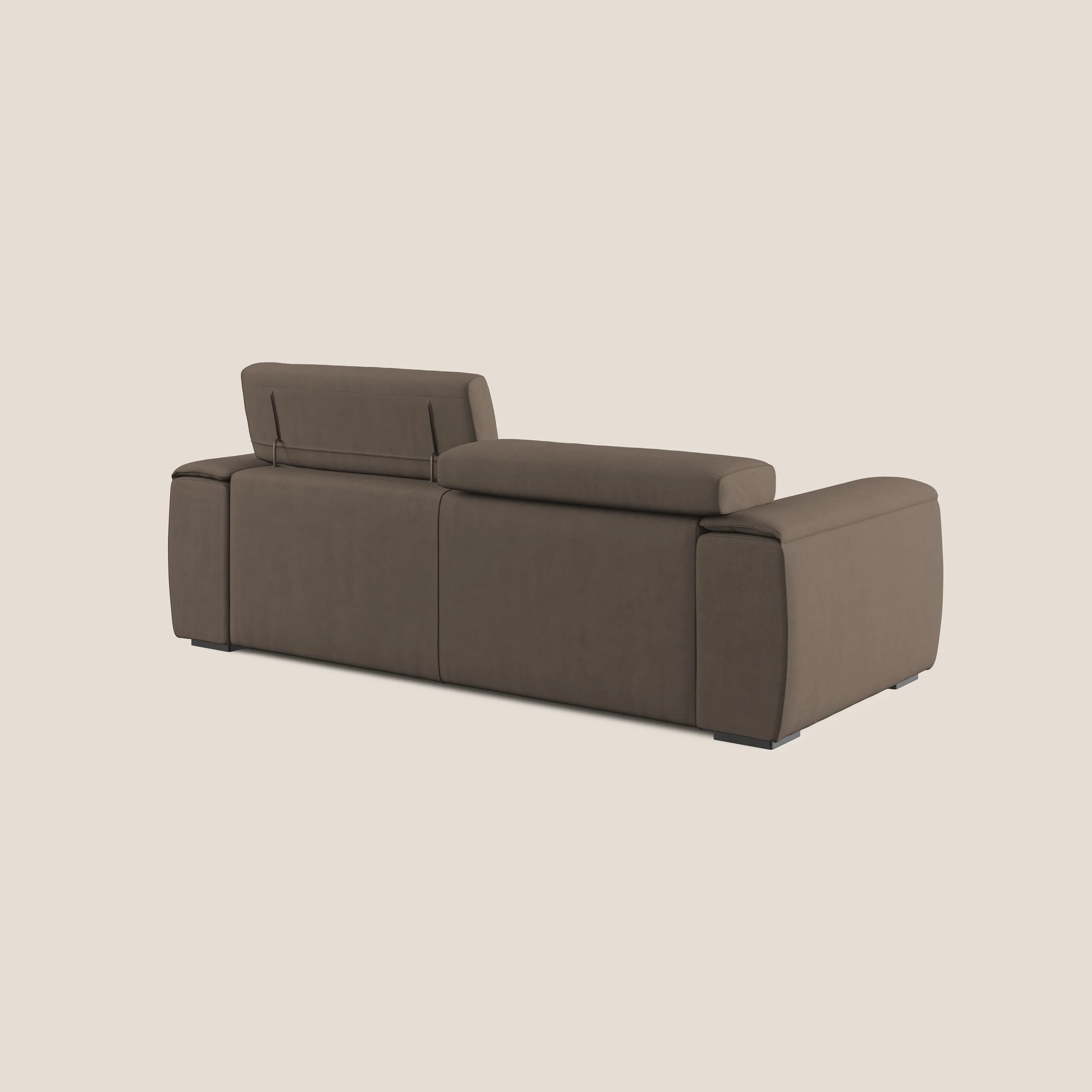 Zeno canapé linéaire avec pouf extractible en tissu doux imperméable T02 marron - Image 5
