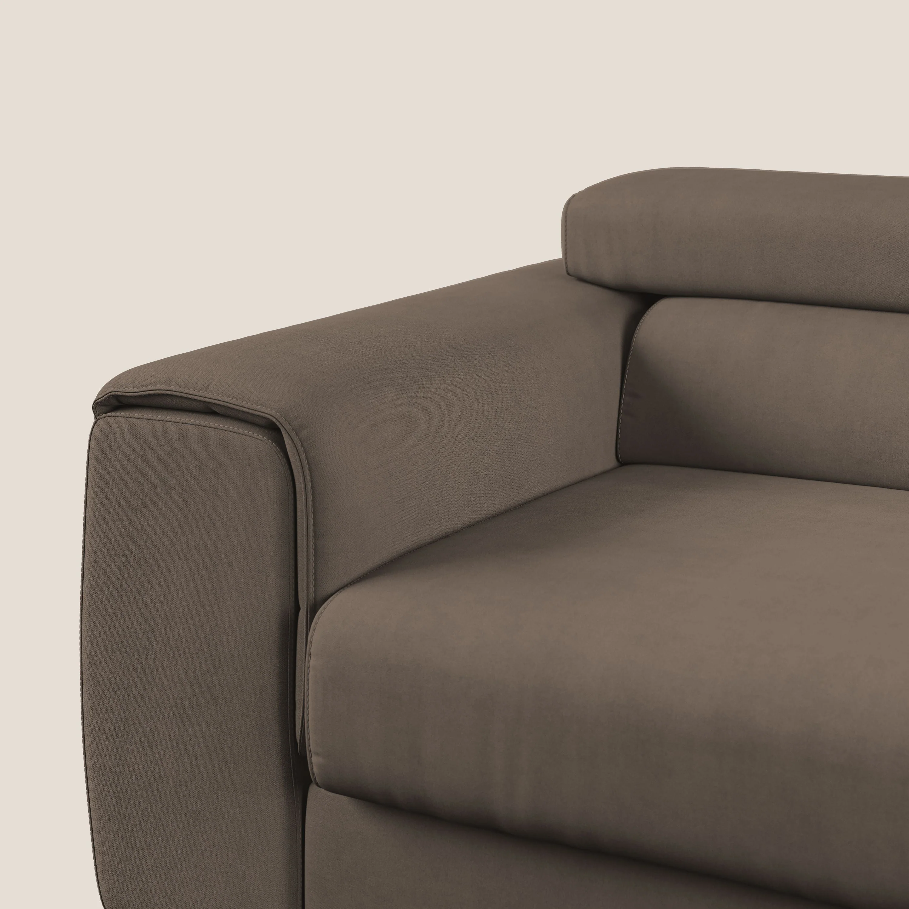 Zeno canapé linéaire avec pouf extractible en tissu doux imperméable T02 marron - Image 8