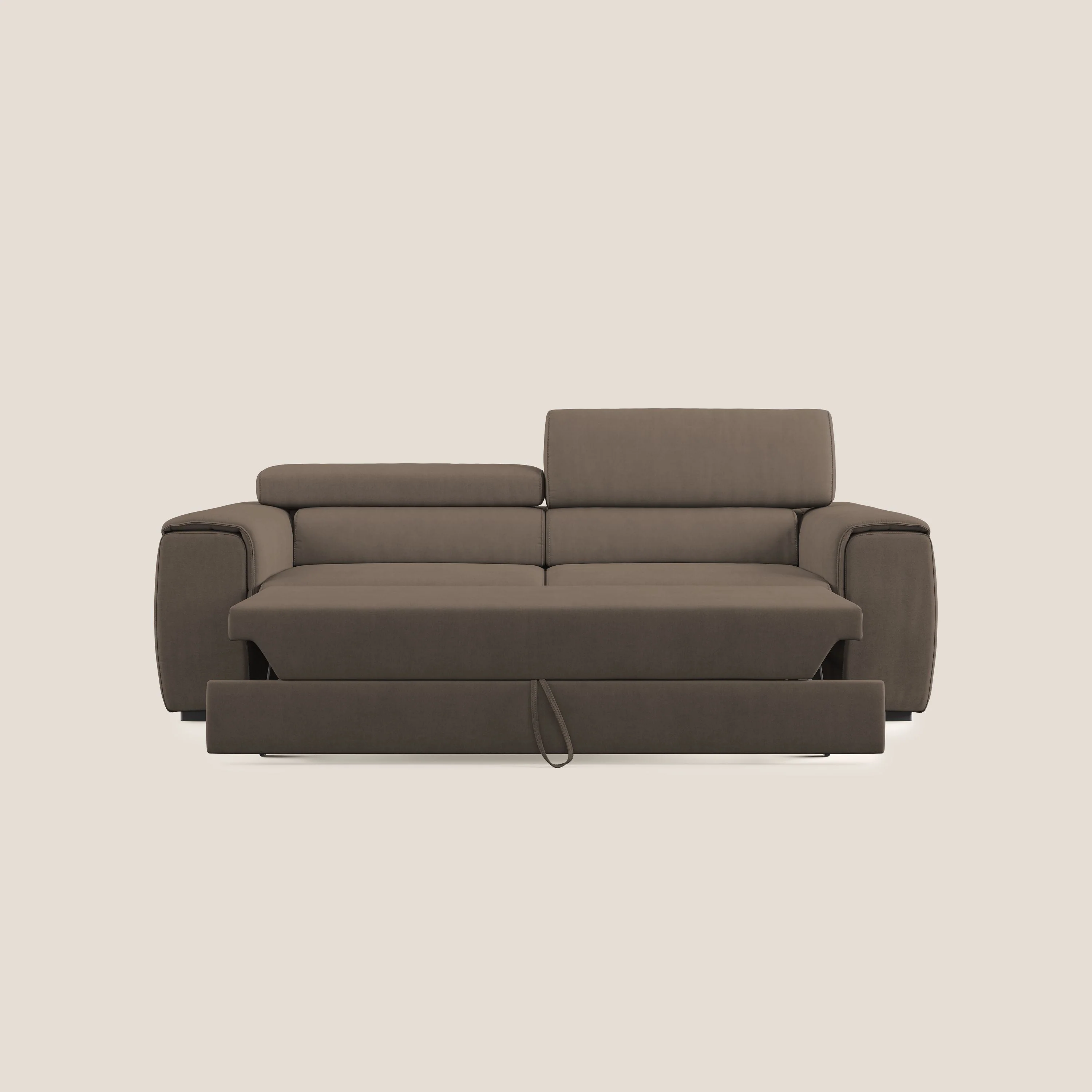 Zeno canapé linéaire avec pouf extractible en tissu doux imperméable T02 marron - Image 9
