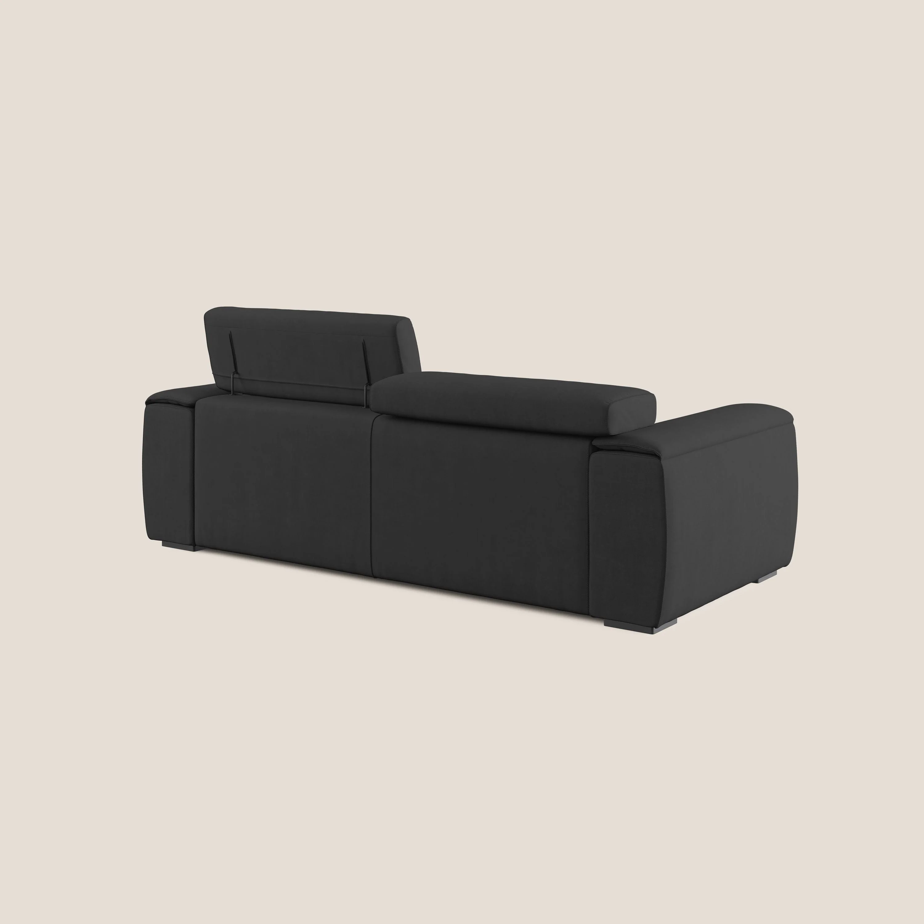Zeno canapé linéaire avec pouf extractible en tissu doux imperméable T02 noir - Image 5