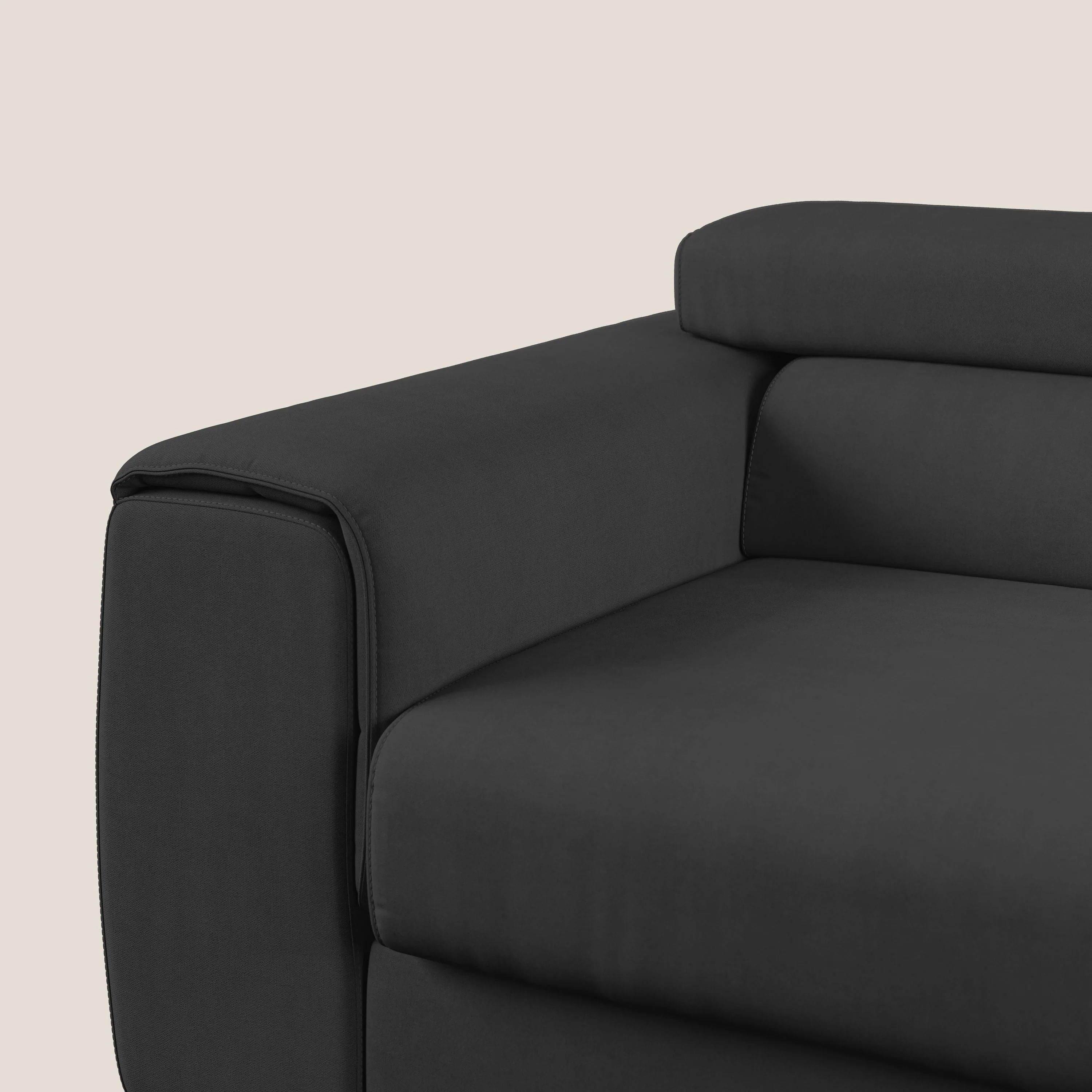 Zeno canapé linéaire avec pouf extractible en tissu doux imperméable T02 noir - Image 8
