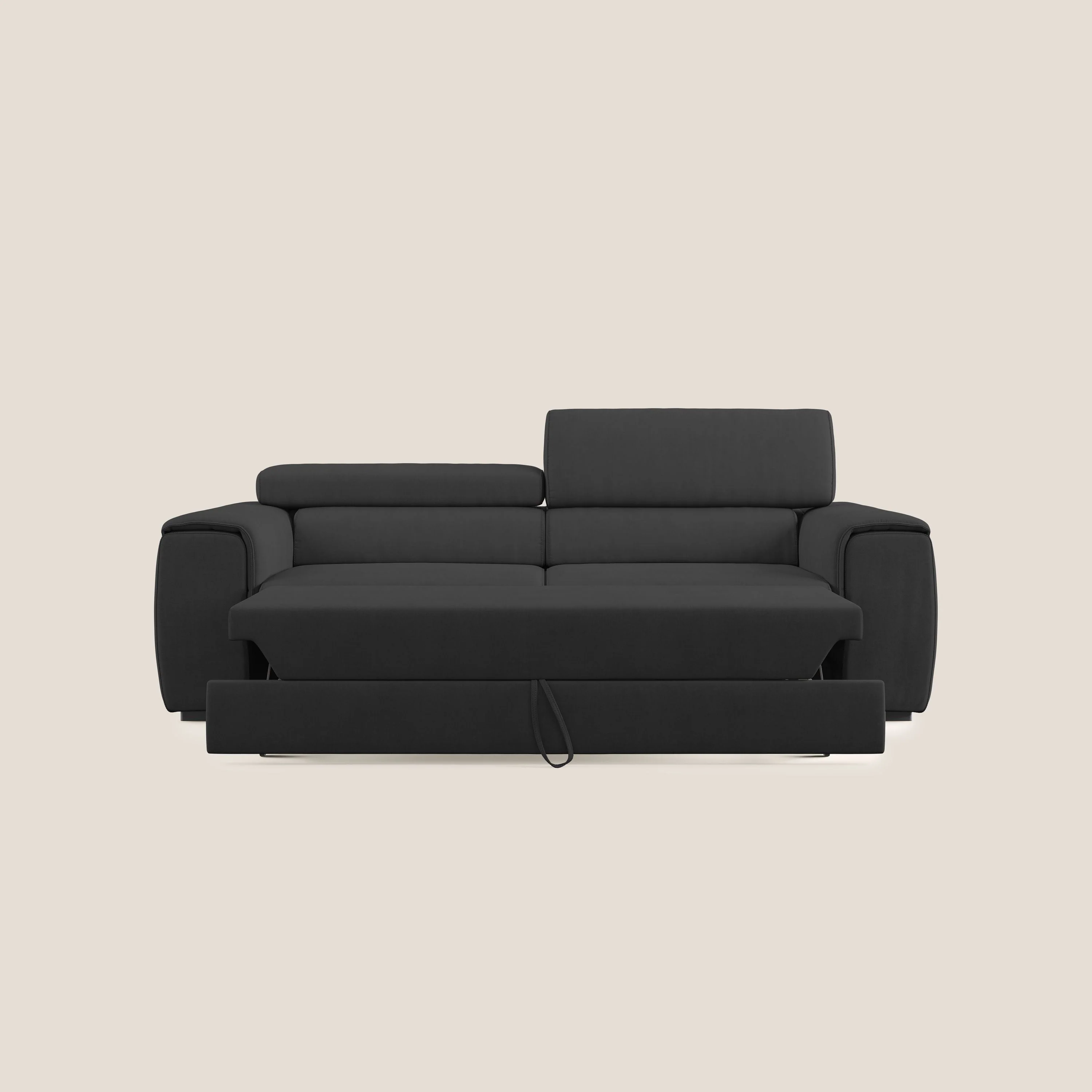 Zeno canapé linéaire avec pouf extractible en tissu doux imperméable T02 noir - Image 9
