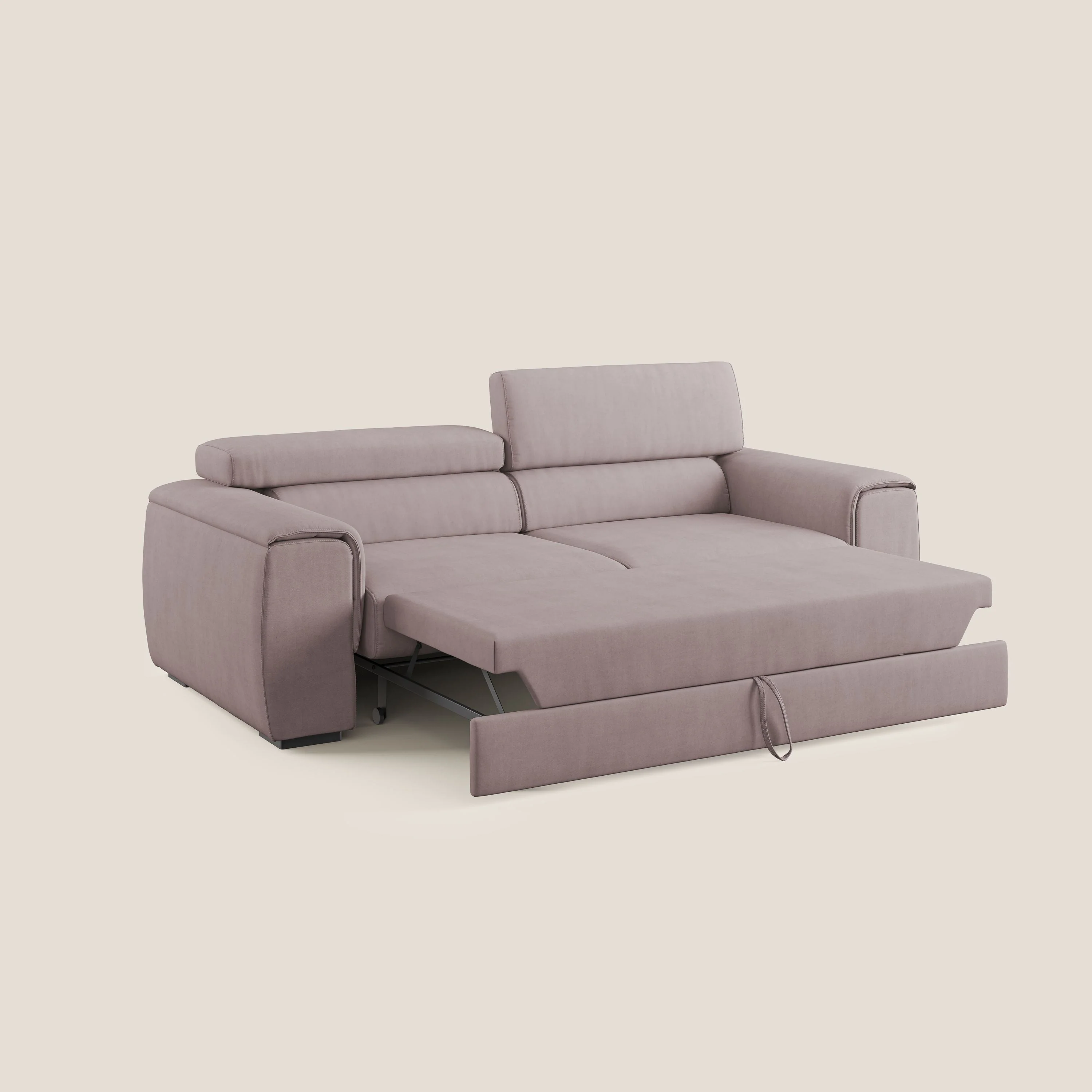 Zeno canapé linéaire avec pouf extractible en tissu doux imperméable T02 rose - Image 2