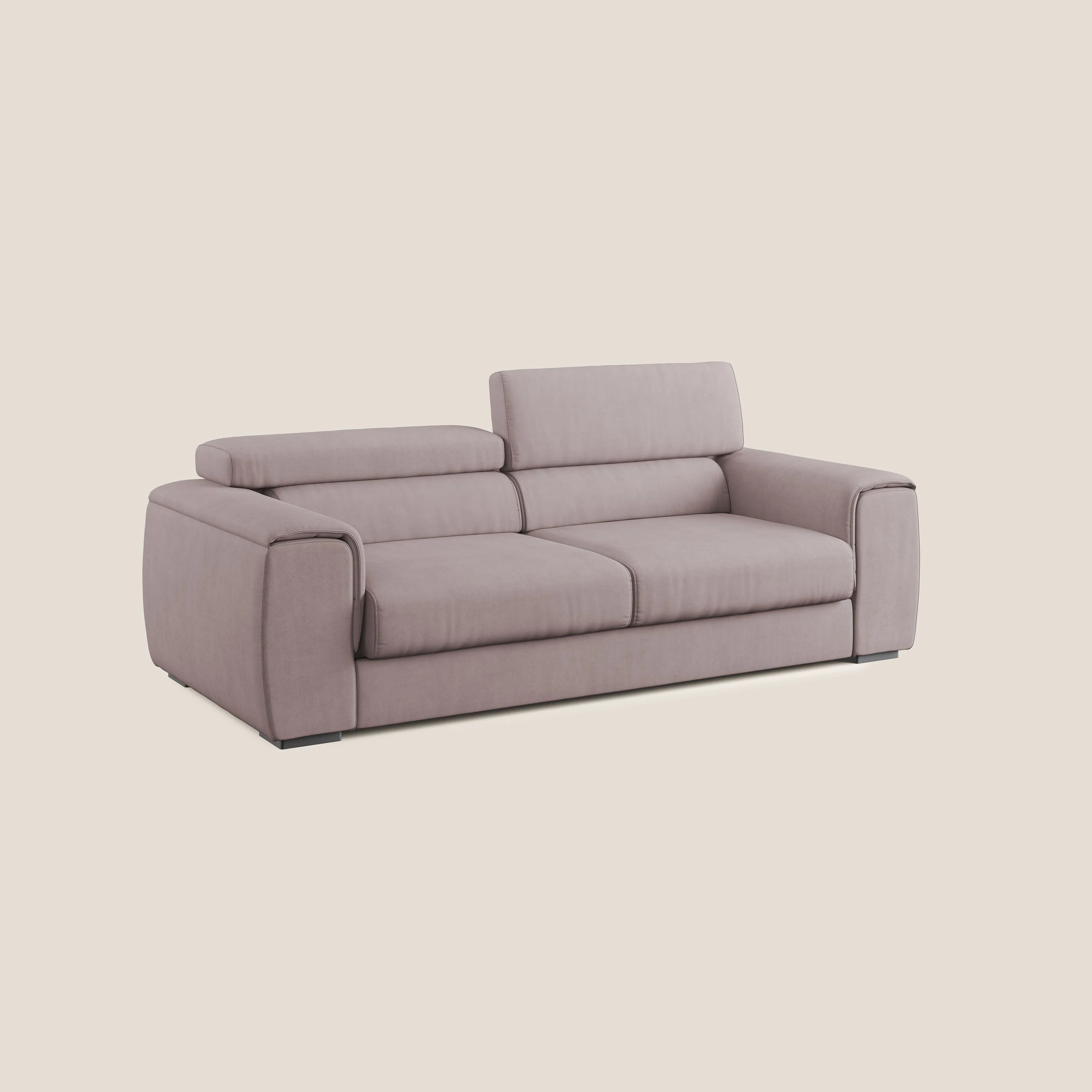 Zeno canapé linéaire avec pouf extractible en tissu doux imperméable T02 rose - Image 3