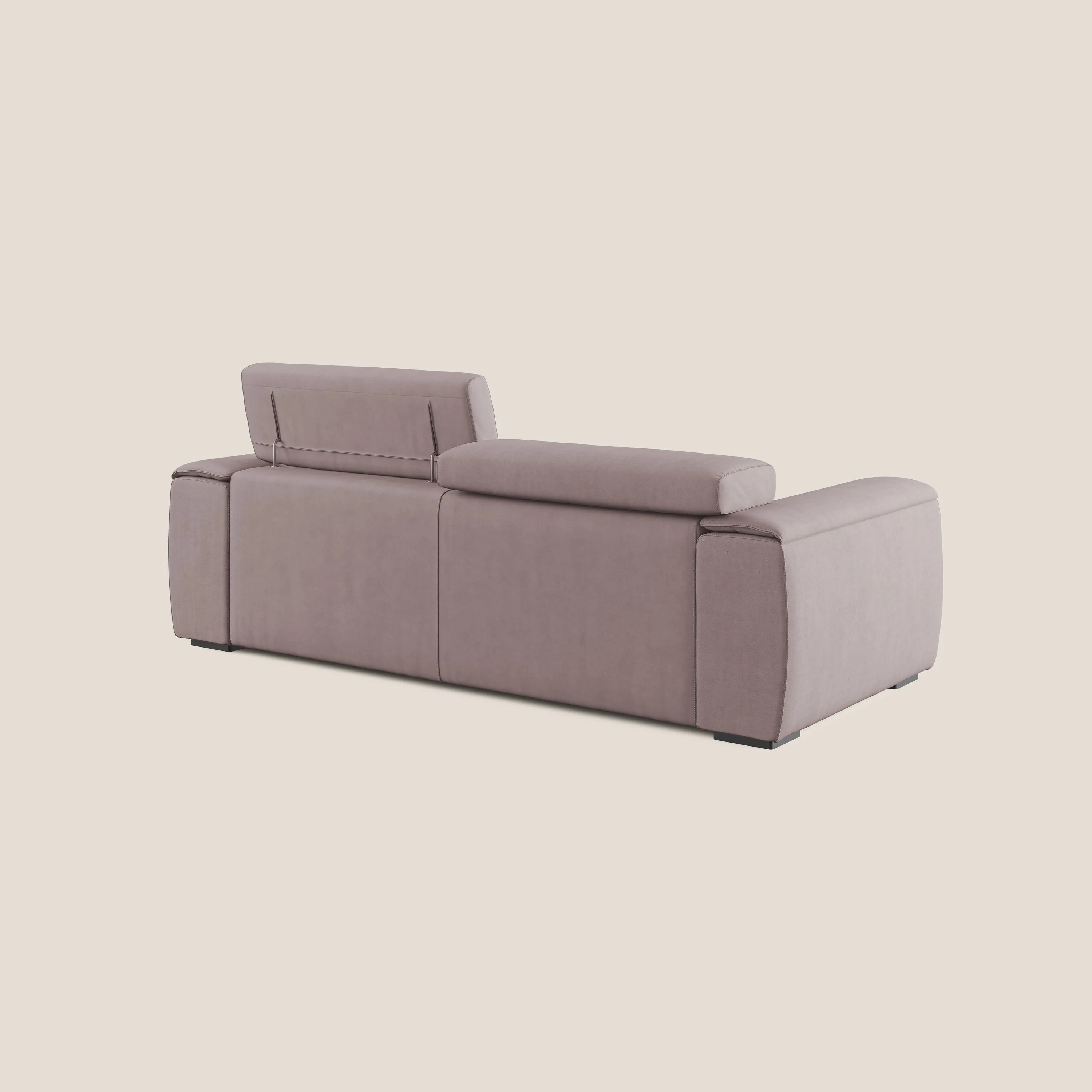 Zeno canapé linéaire avec pouf extractible en tissu doux imperméable T02 rose - Image 5