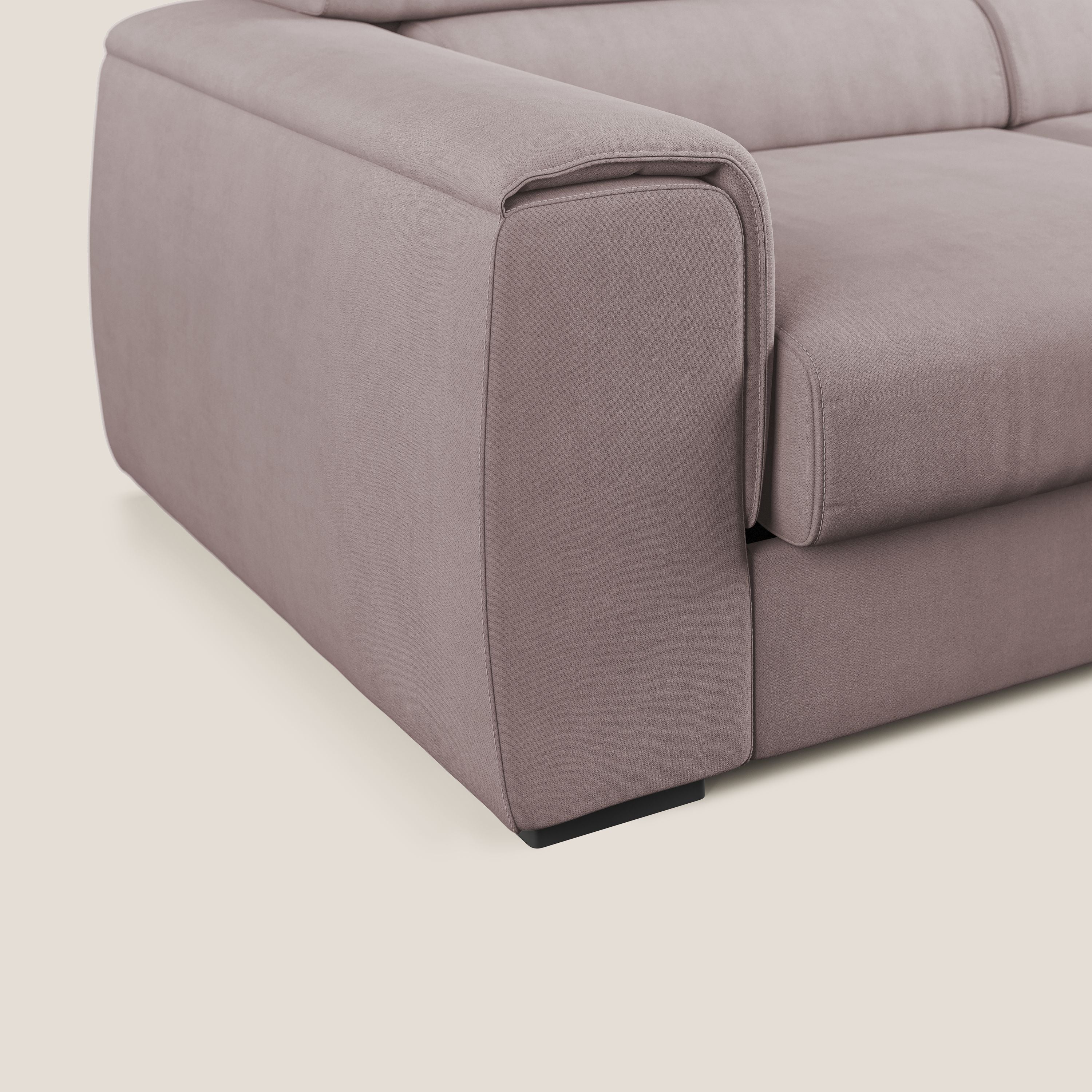 Zeno canapé linéaire avec pouf extractible en tissu doux imperméable T02 rose - Image 6