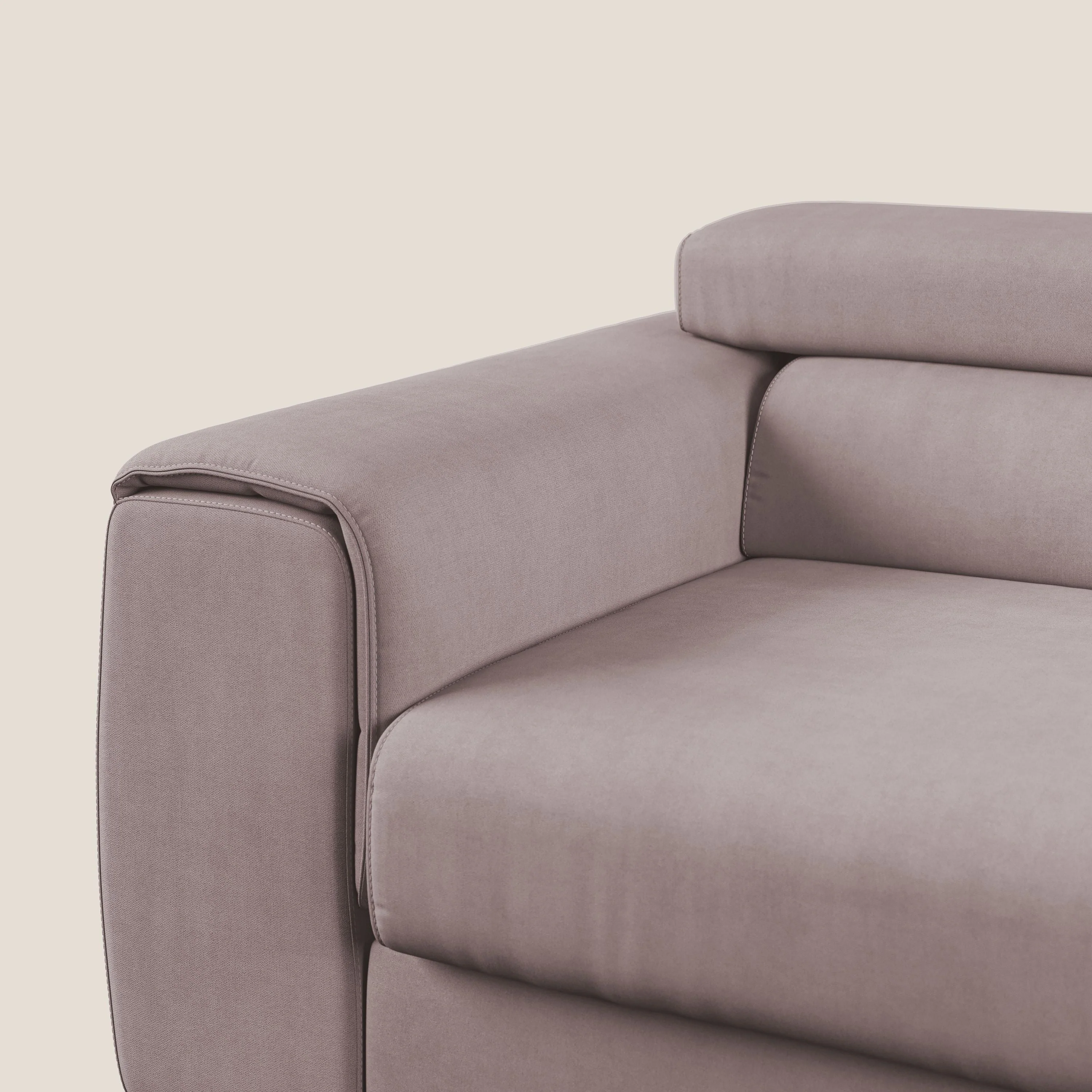 Zeno canapé linéaire avec pouf extractible en tissu doux imperméable T02 rose - Image 8