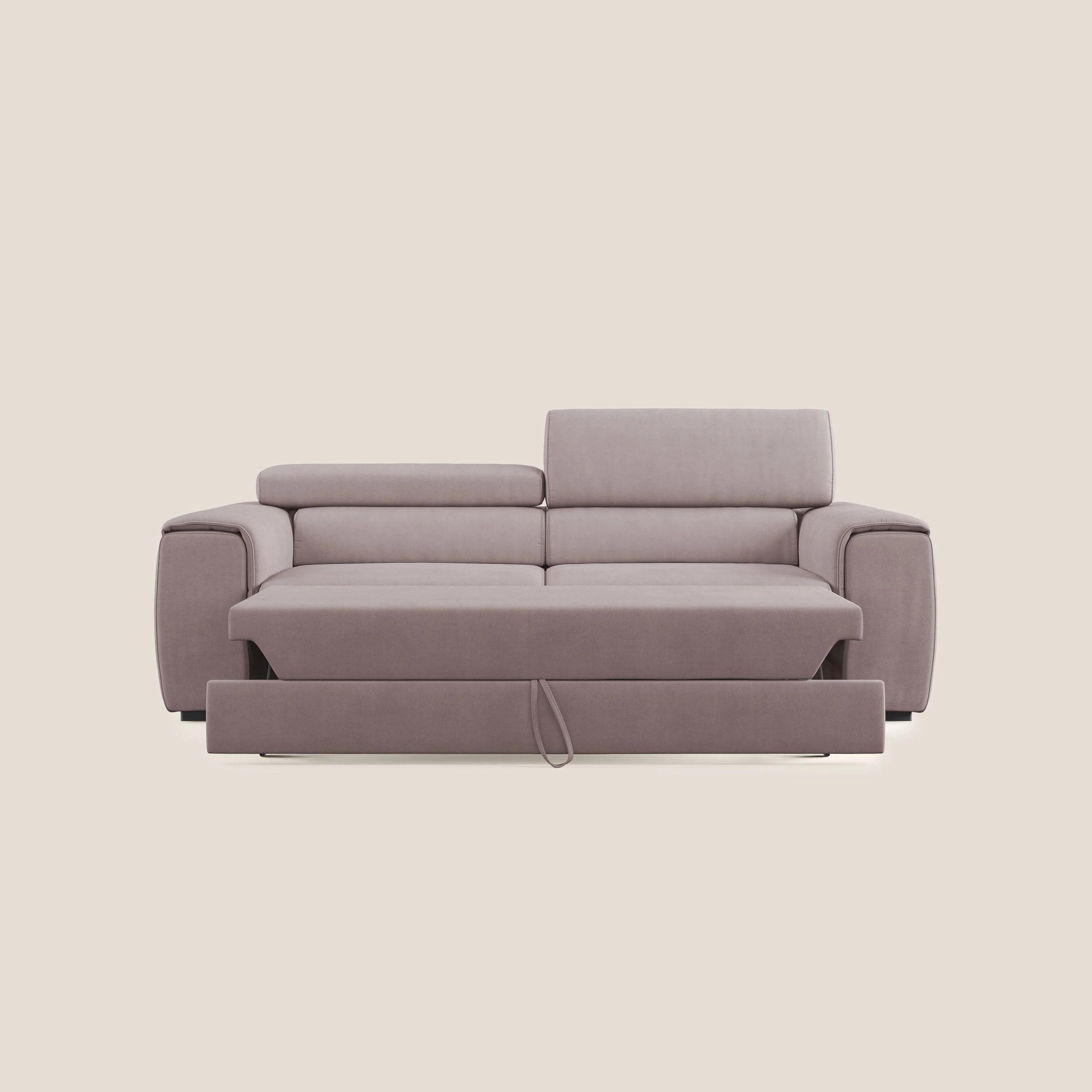 Zeno canapé linéaire avec pouf extractible en tissu doux imperméable T02 rose - Image 9
