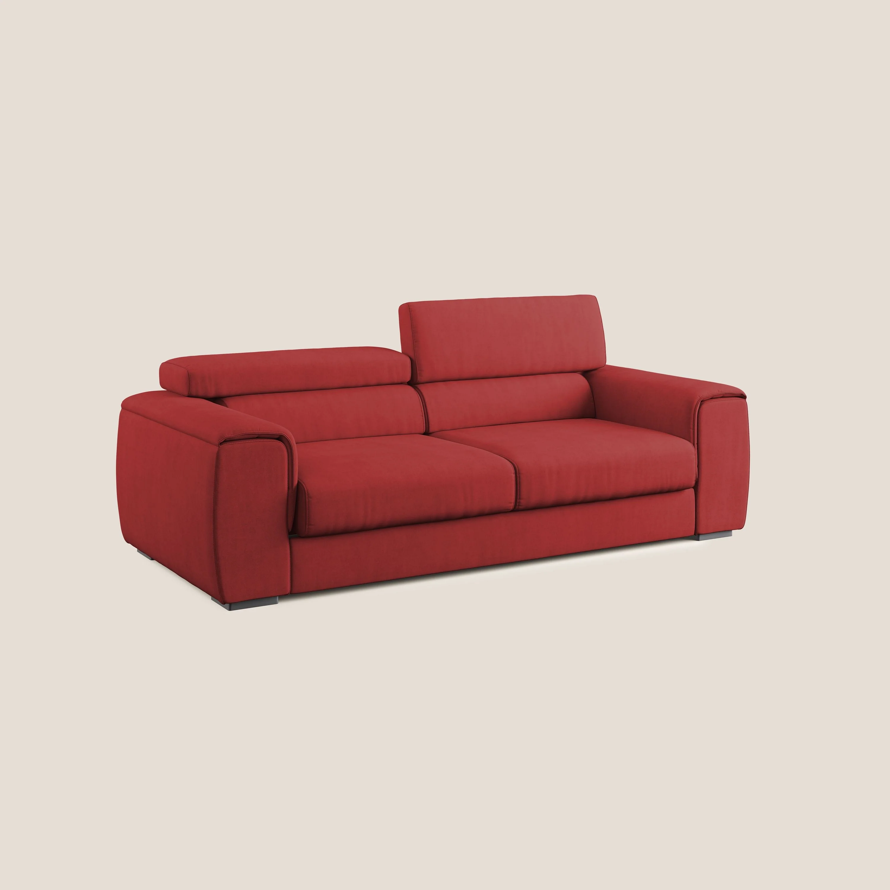 Zeno canapé linéaire avec pouf extractible en tissu doux imperméable T02 rouge - Image 3