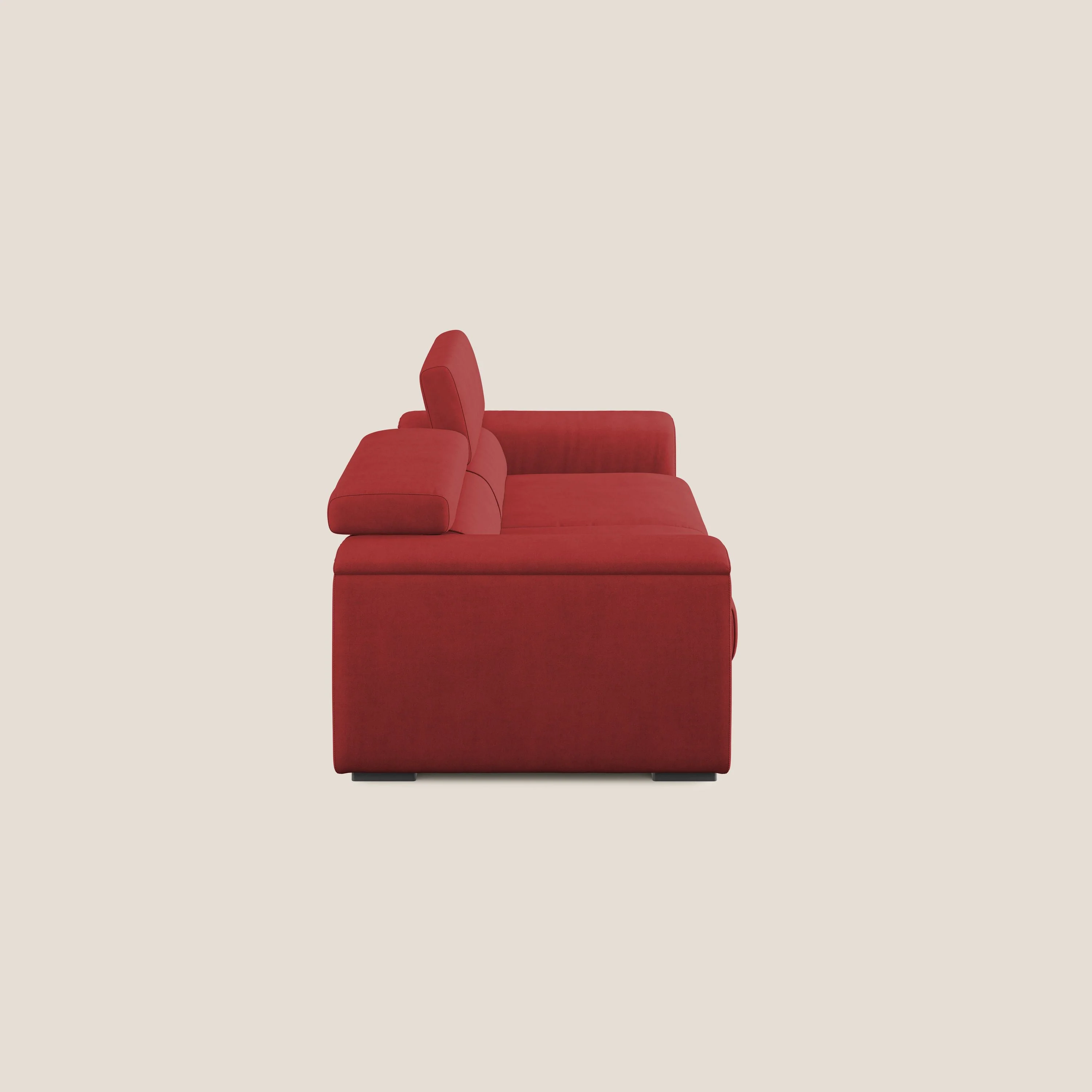 Zeno canapé linéaire avec pouf extractible en tissu doux imperméable T02 rouge - Image 4