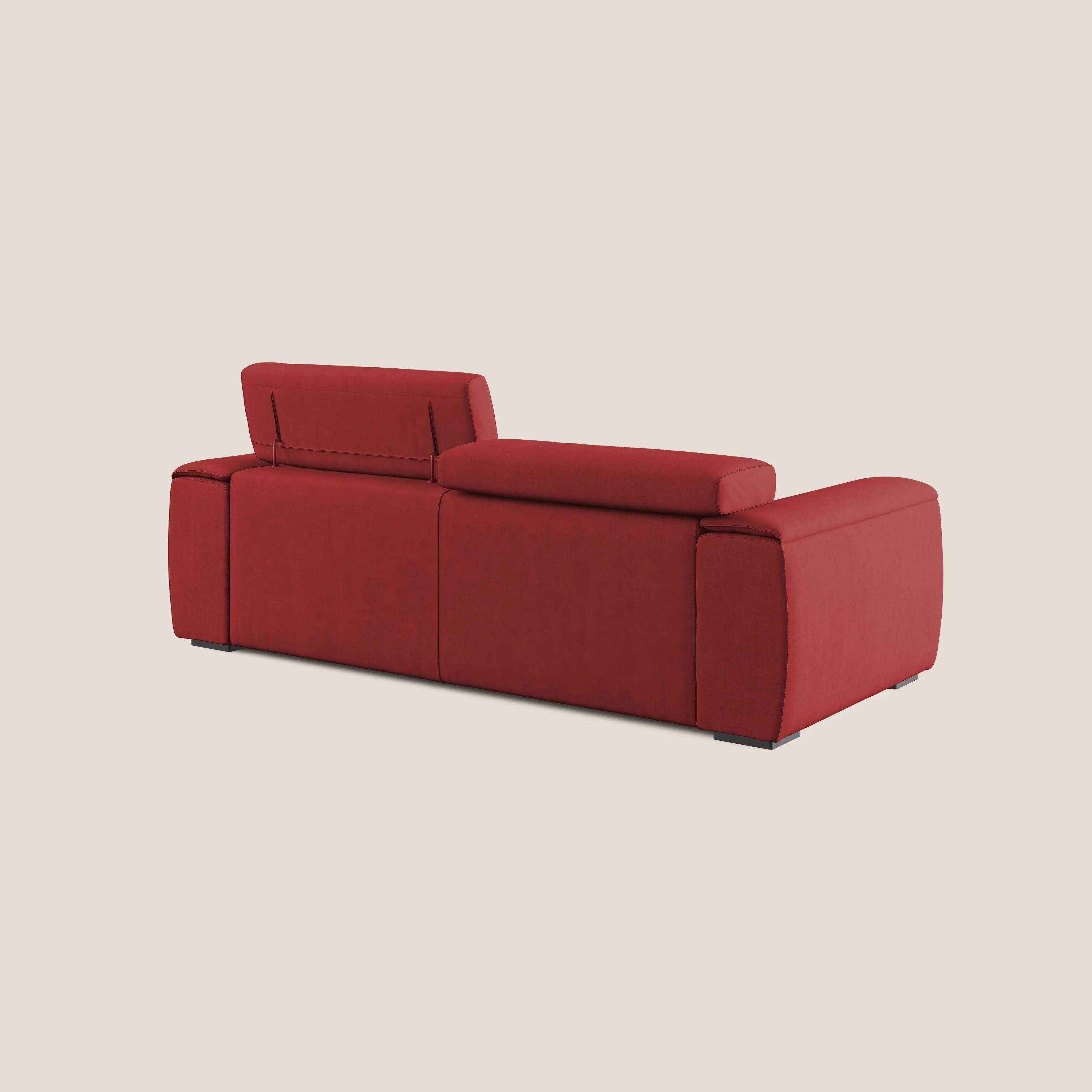 Zeno canapé linéaire avec pouf extractible en tissu doux imperméable T02 rouge - Image 5