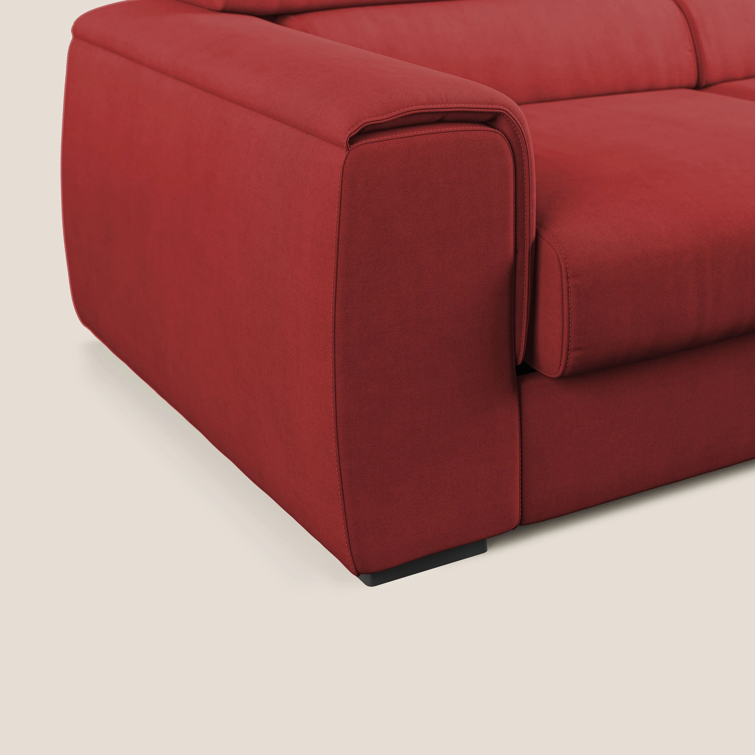 Zeno canapé linéaire avec pouf extractible en tissu doux imperméable T02 rouge - Image 6