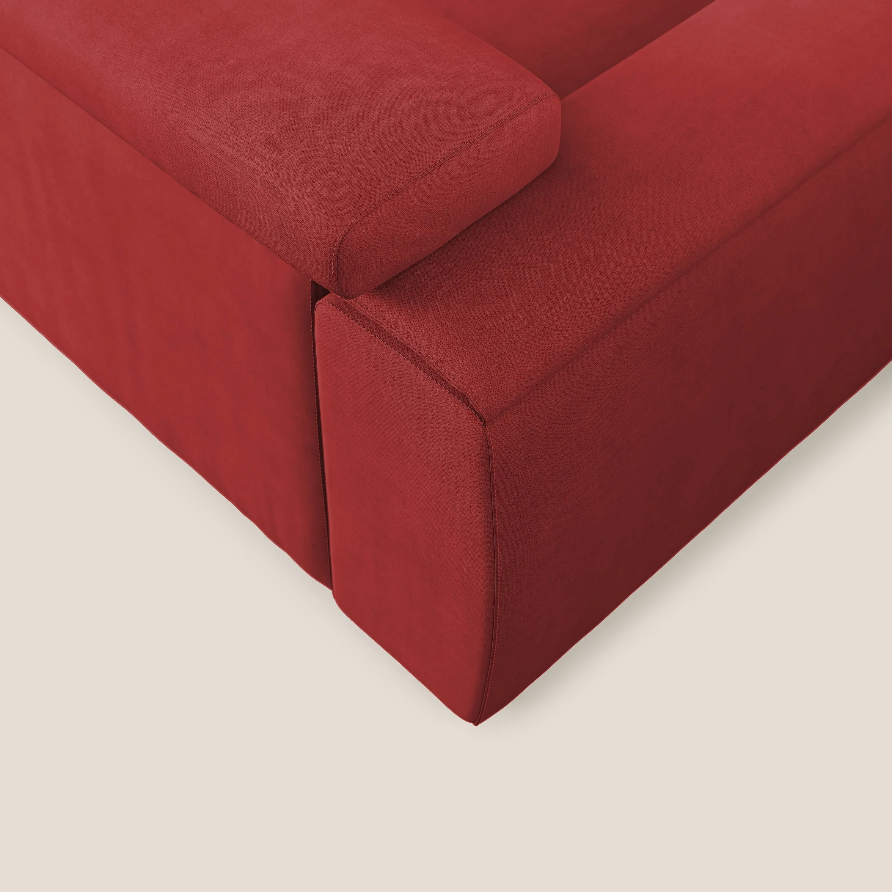 Zeno canapé linéaire avec pouf extractible en tissu doux imperméable T02 rouge - Image 7