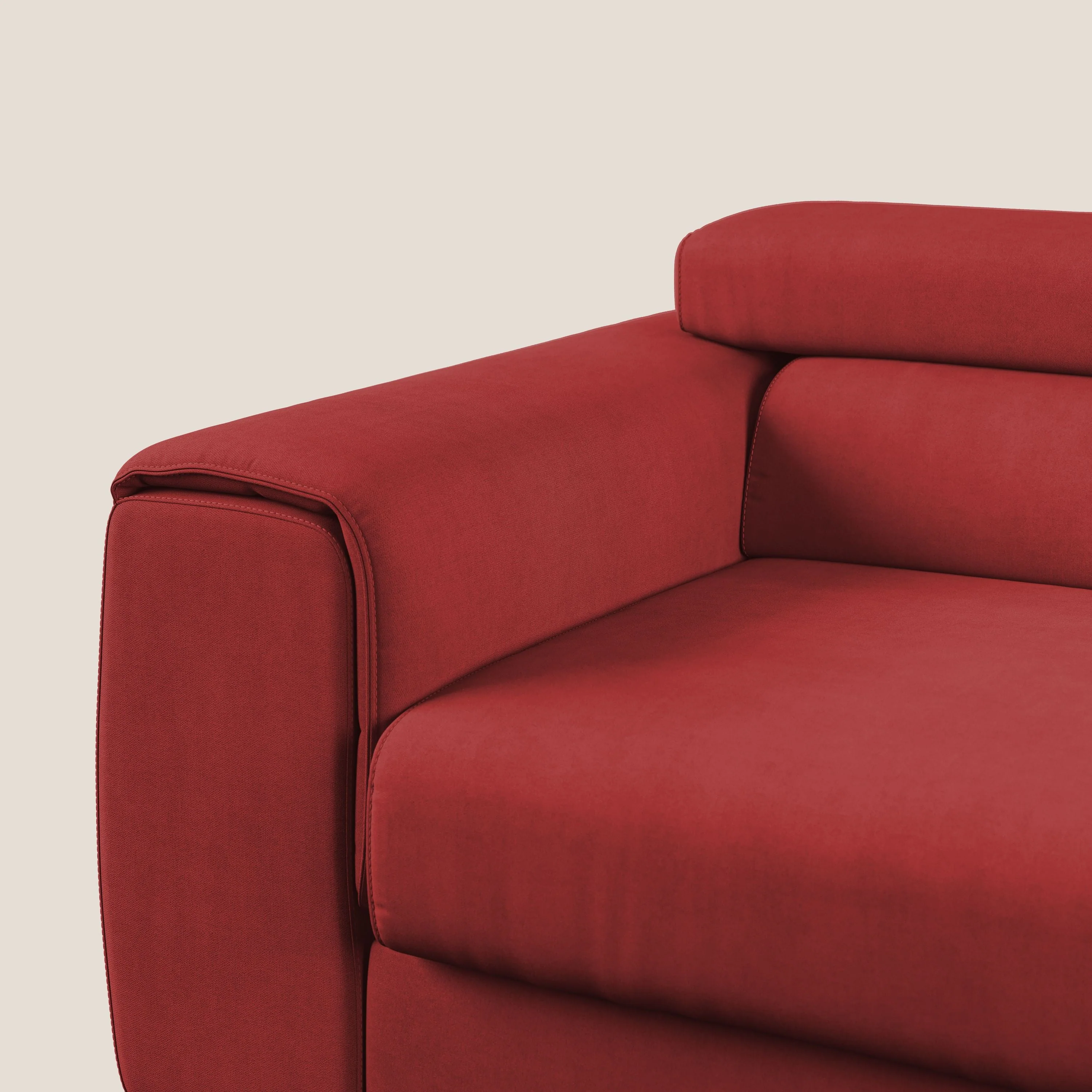 Zeno canapé linéaire avec pouf extractible en tissu doux imperméable T02 rouge - Image 8