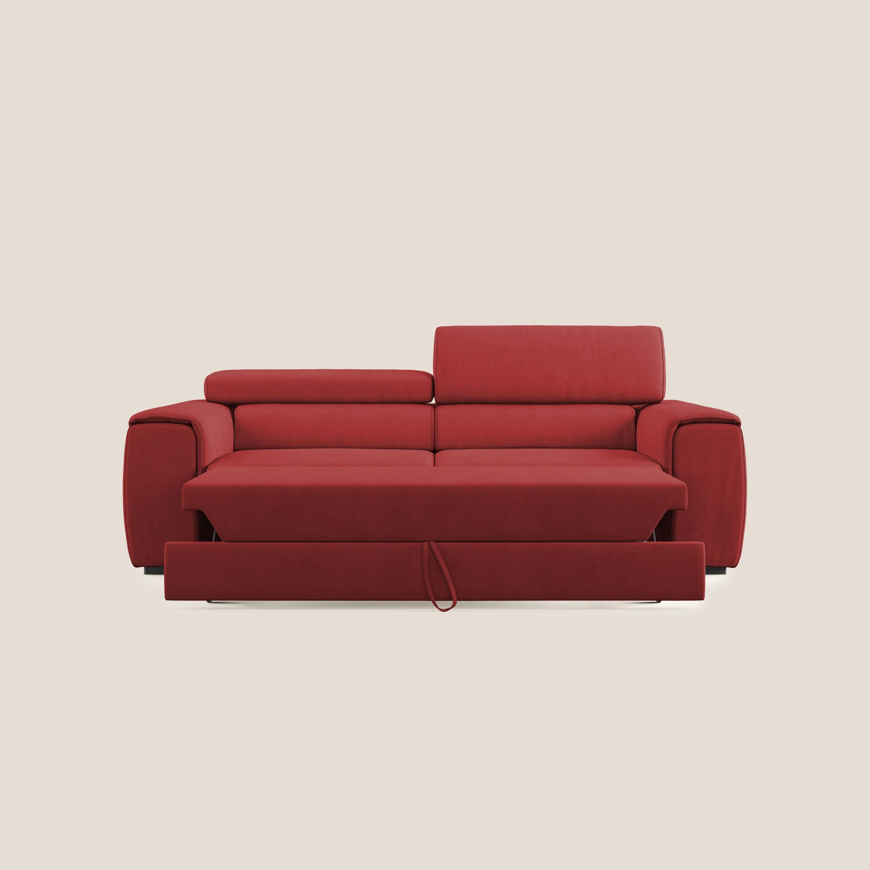 Zeno canapé linéaire avec pouf extractible en tissu doux imperméable T02 rouge - Image 9