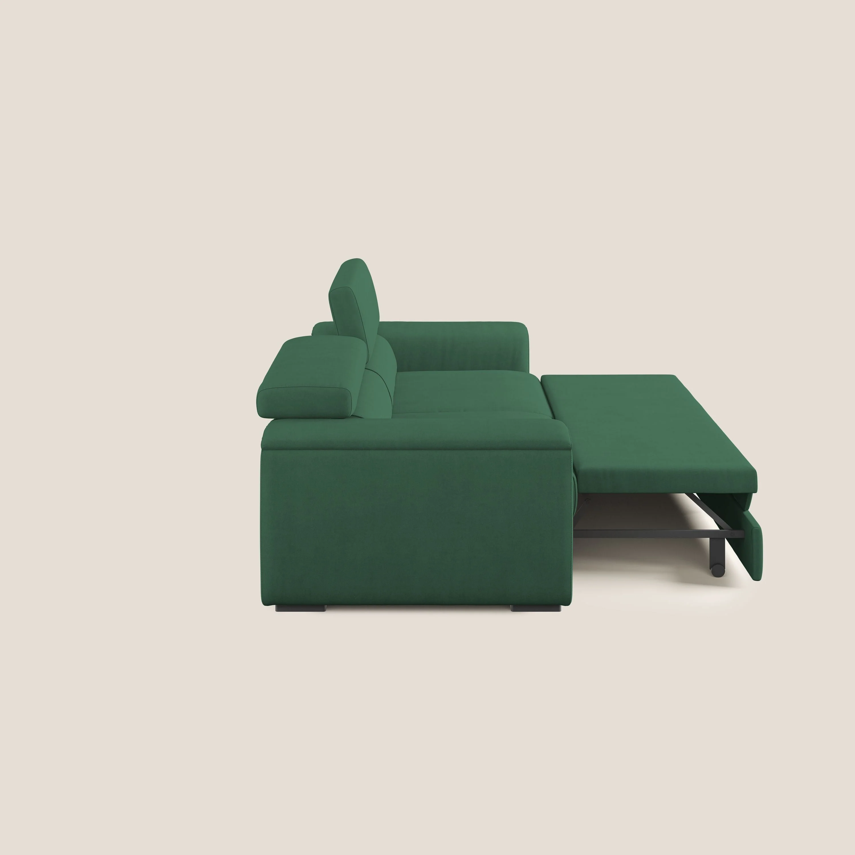 Zeno canapé linéaire avec pouf extractible en tissu doux imperméable T02 vert - Image 10