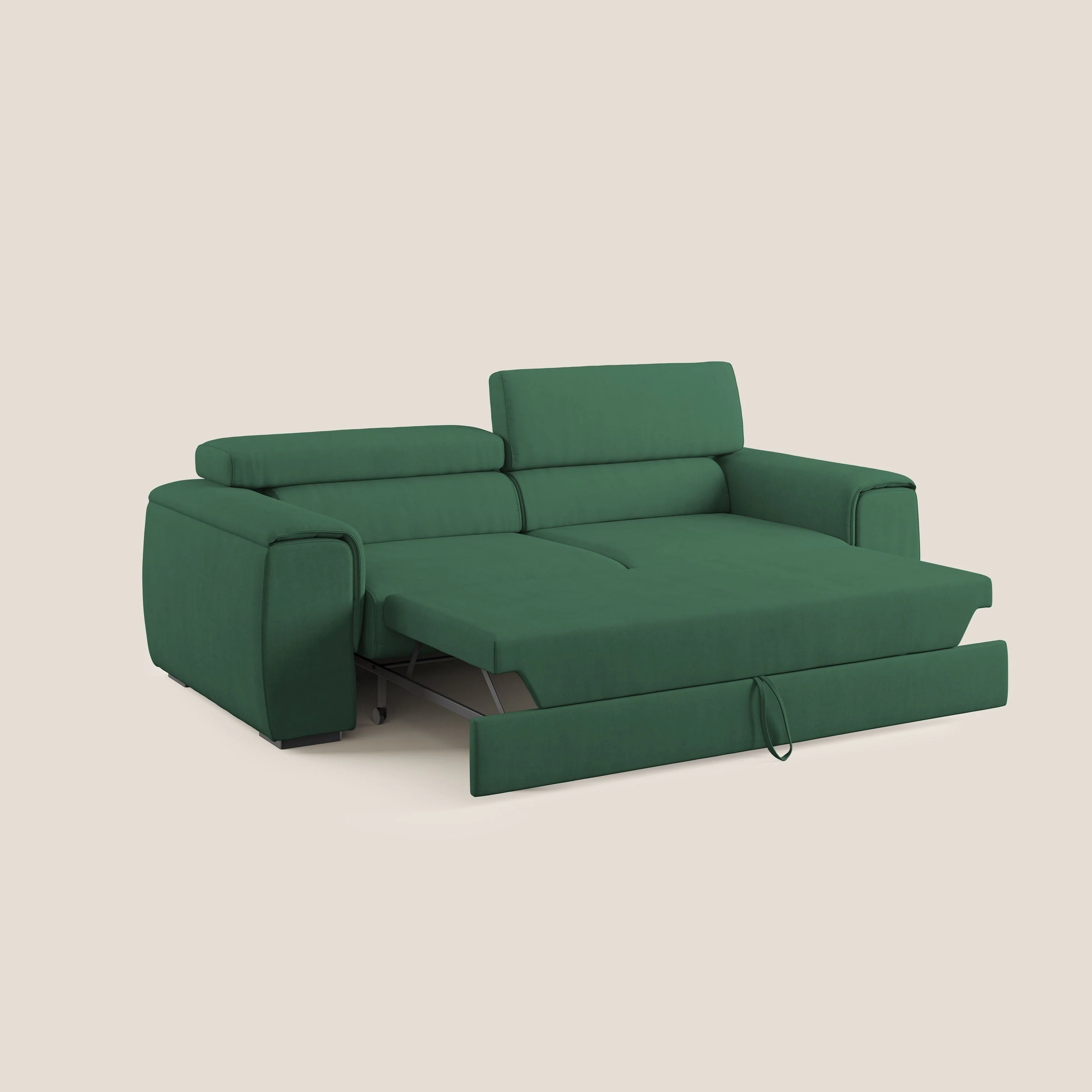 Zeno canapé linéaire avec pouf extractible en tissu doux imperméable T02 vert - Image 2