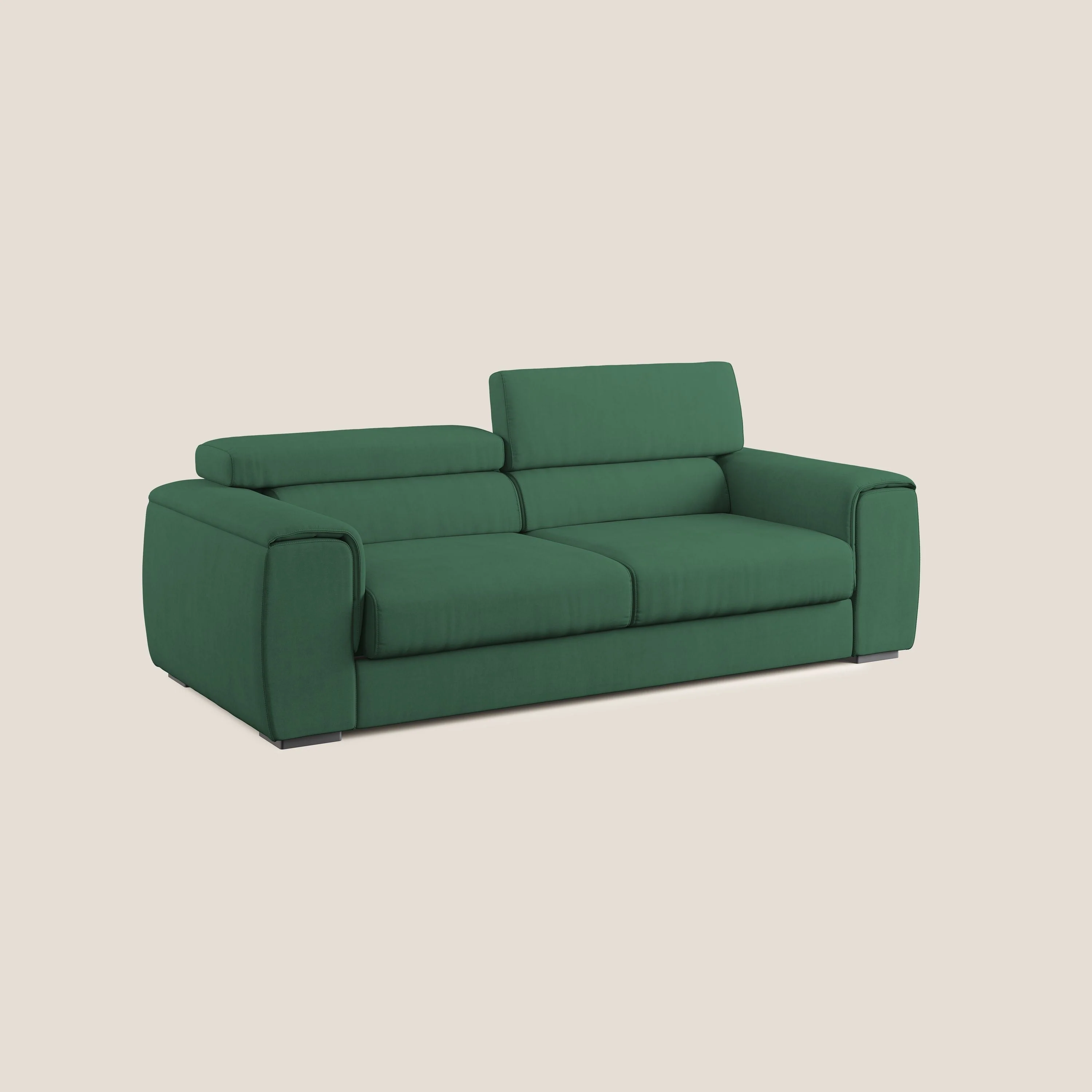 Zeno canapé linéaire avec pouf extractible en tissu doux imperméable T02 vert - Image 3