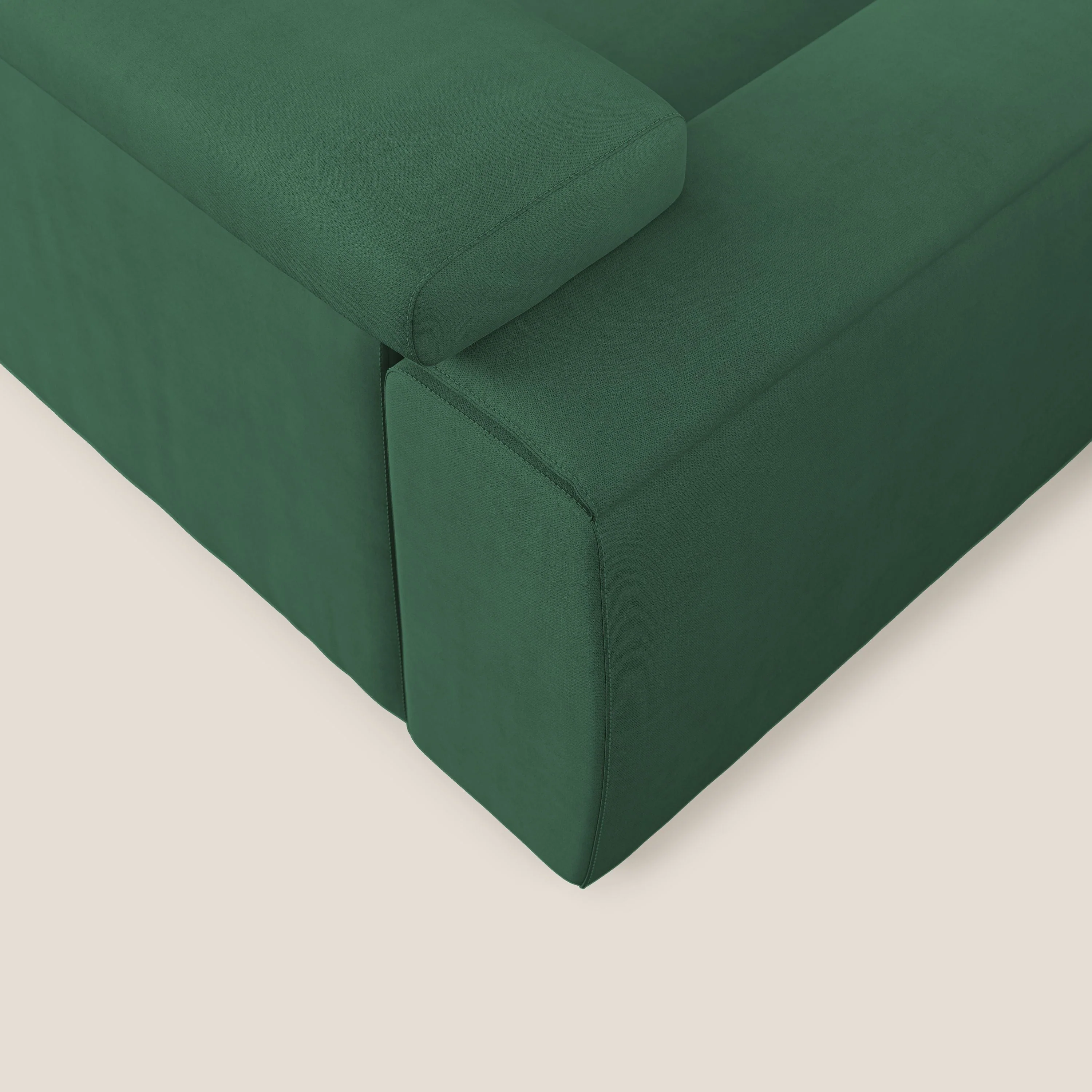 Zeno canapé linéaire avec pouf extractible en tissu doux imperméable T02 vert - Image 7