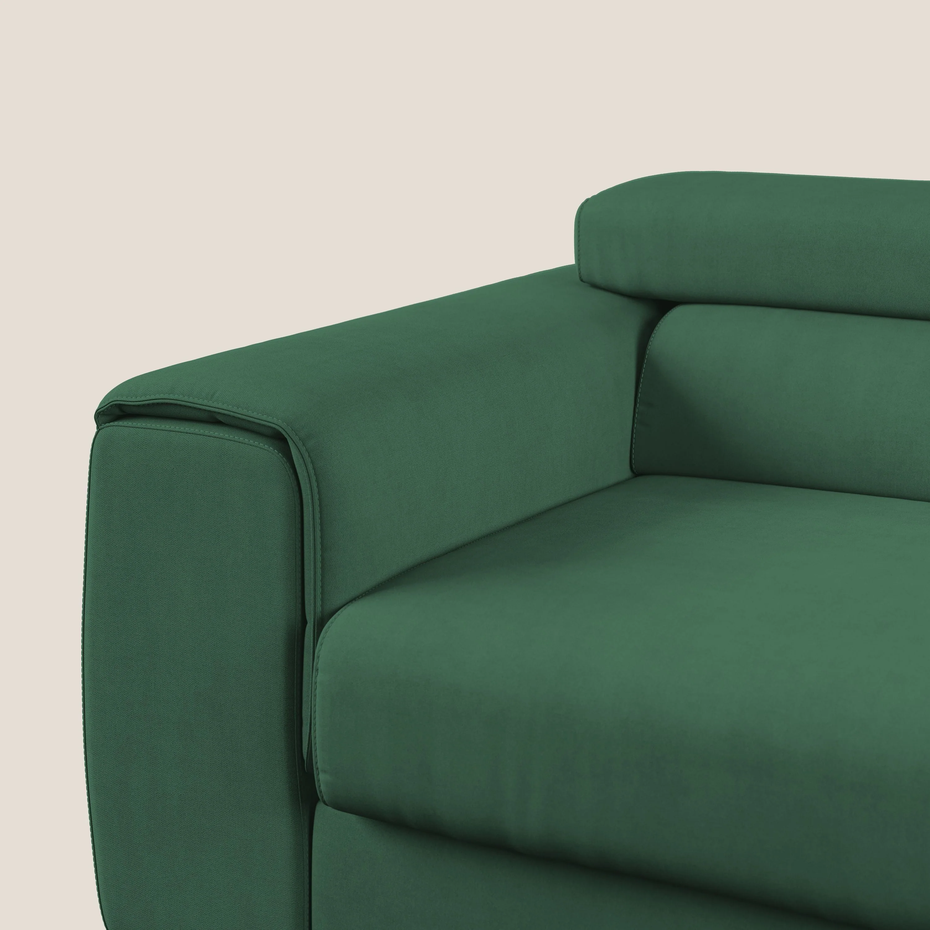 Zeno canapé linéaire avec pouf extractible en tissu doux imperméable T02 vert - Image 8