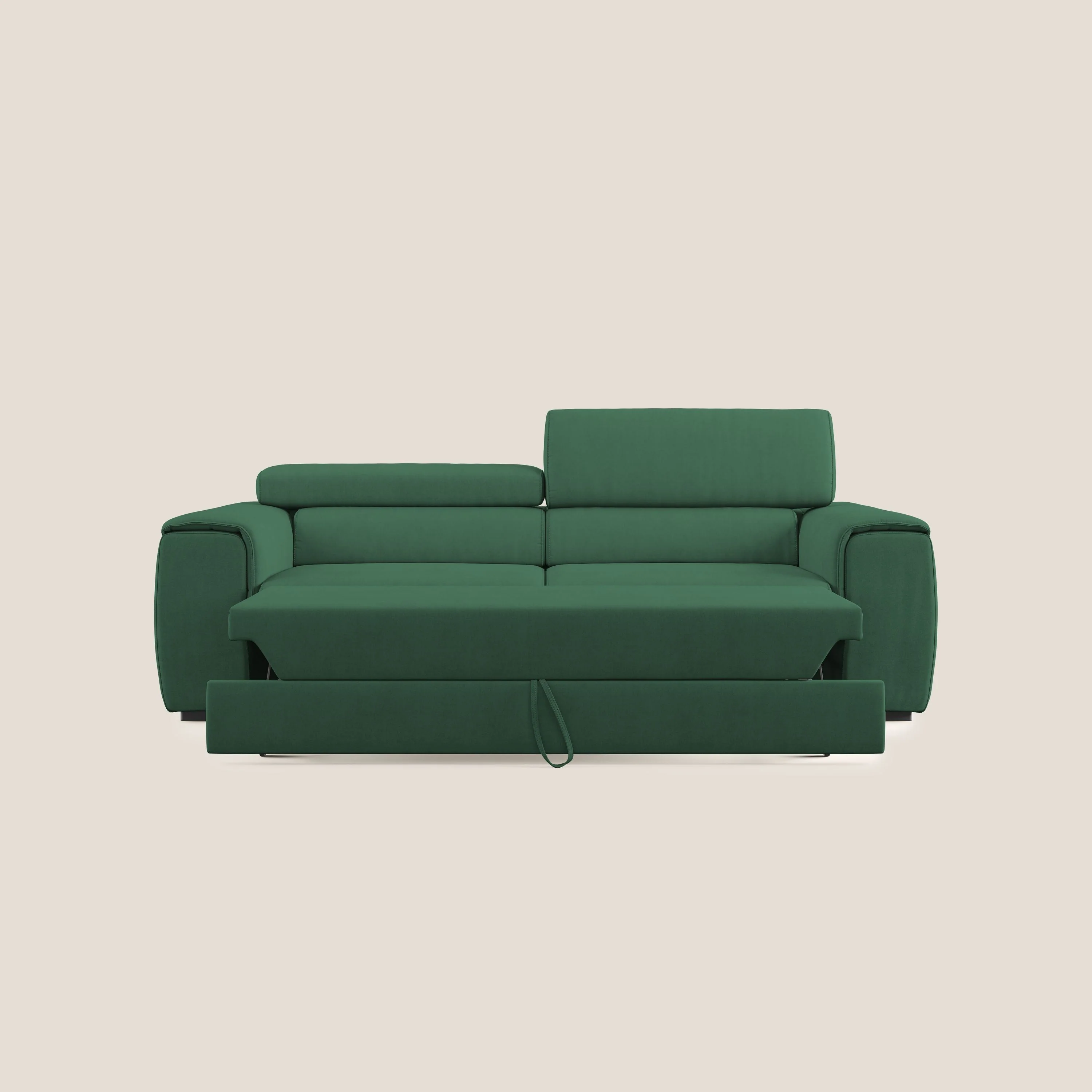 Zeno canapé linéaire avec pouf extractible en tissu doux imperméable T02 vert - Image 9