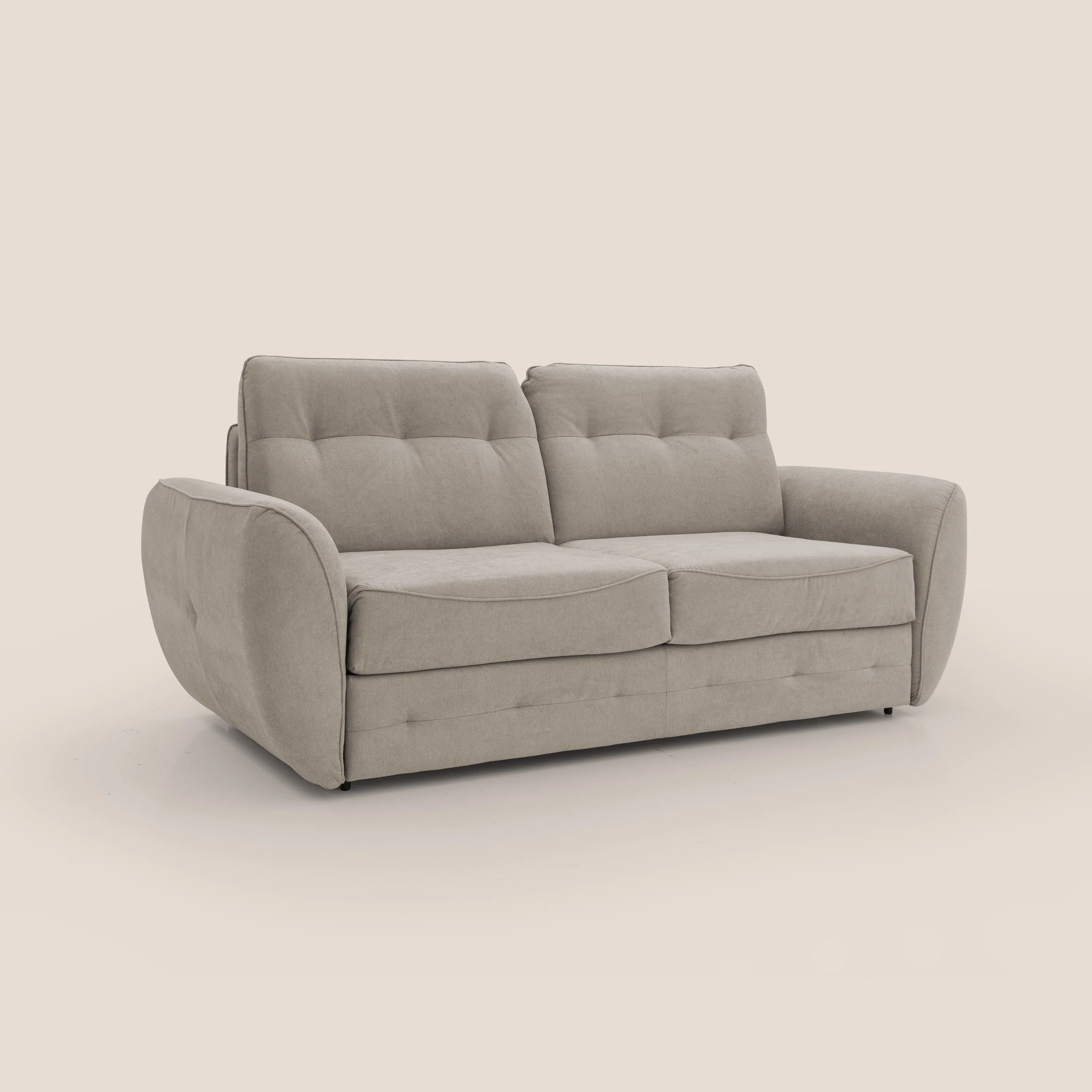 Zeus Canapé convertible scandinave avec dossier haut et matelas H18 cm en tissu imperméable T02 beige - Image 4