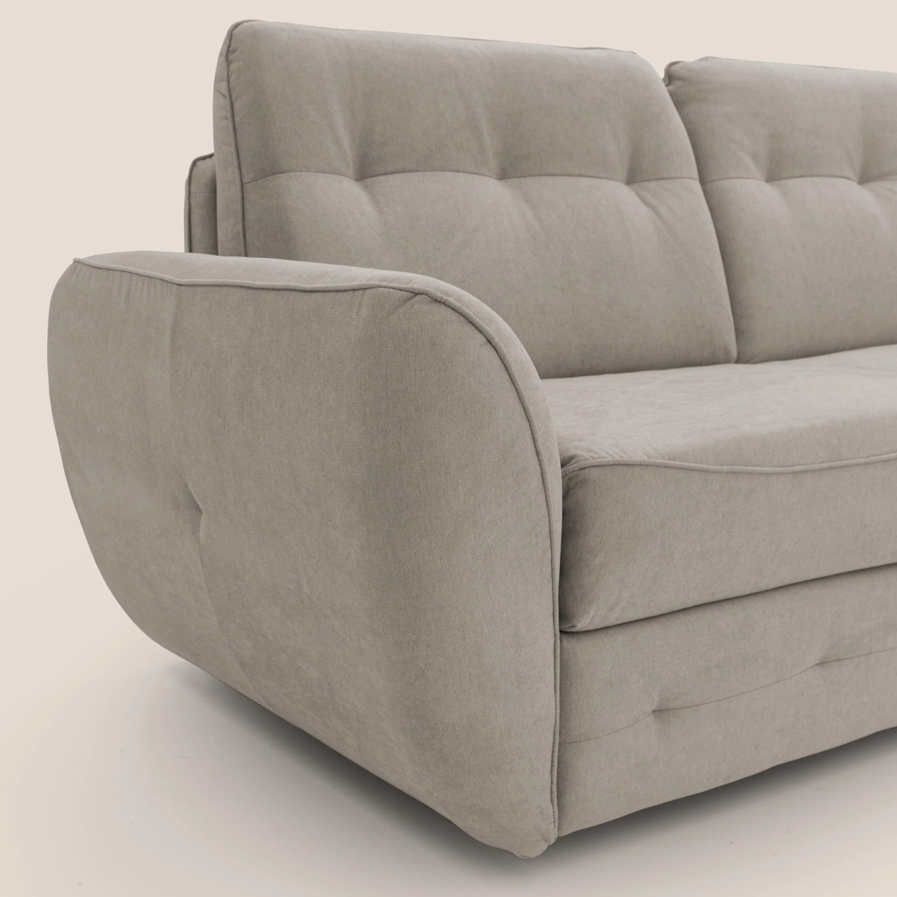 Zeus Canapé convertible scandinave avec dossier haut et matelas H18 cm en tissu imperméable T02 beige - Image 6