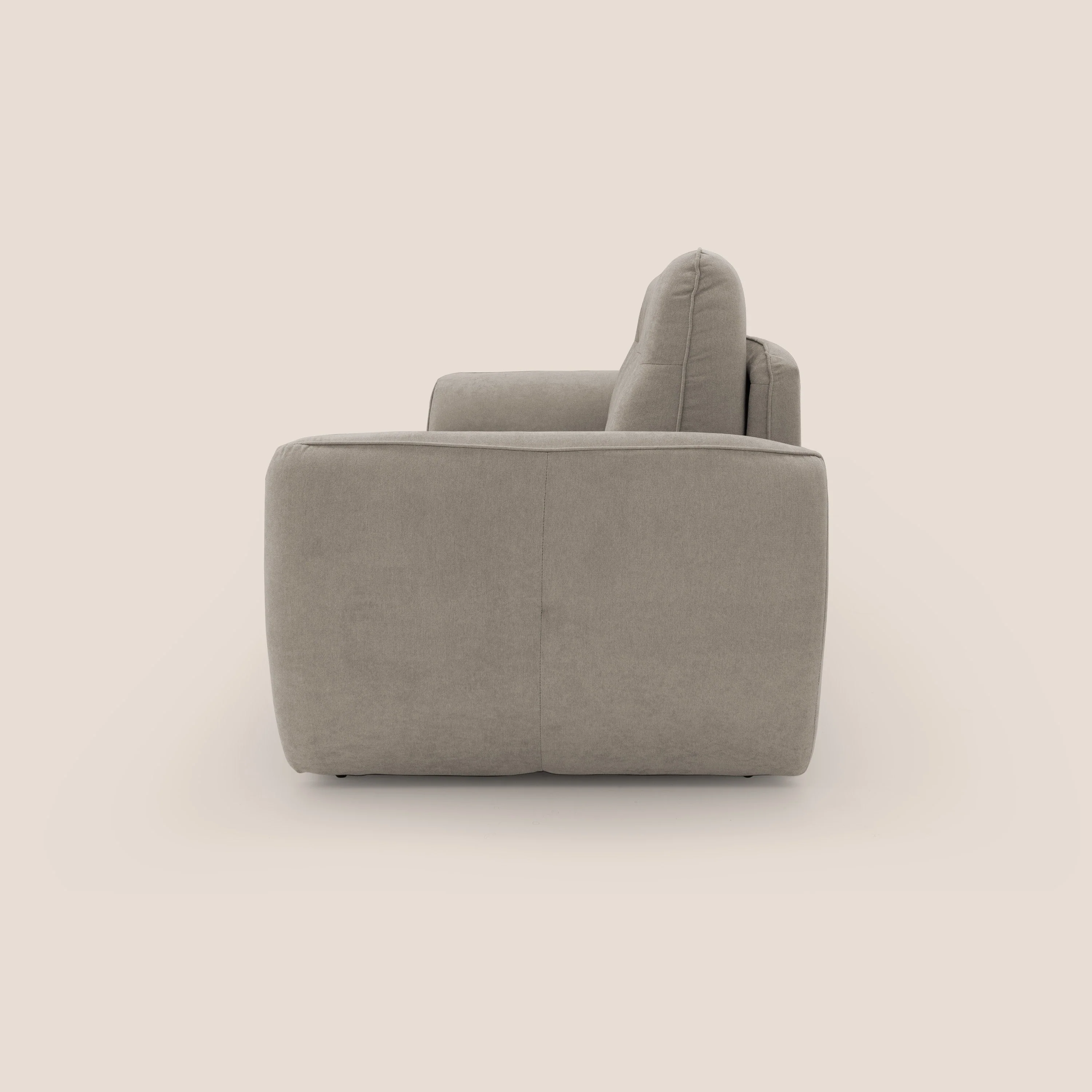 Zeus Canapé convertible scandinave avec dossier haut et matelas H18 cm en tissu imperméable T02 beige - Image 7