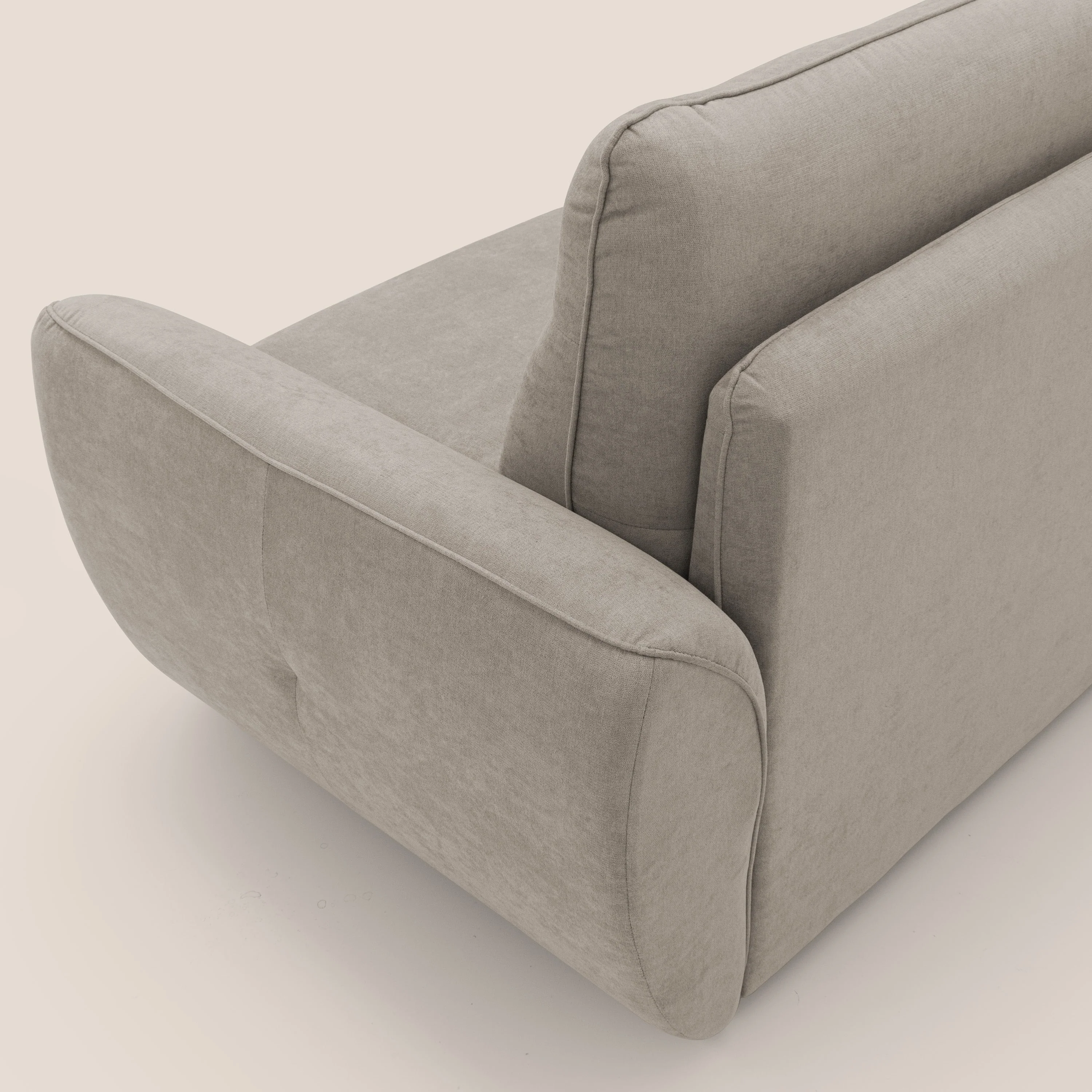 Zeus Canapé convertible scandinave avec dossier haut et matelas H18 cm en tissu imperméable T02 beige - Image 9