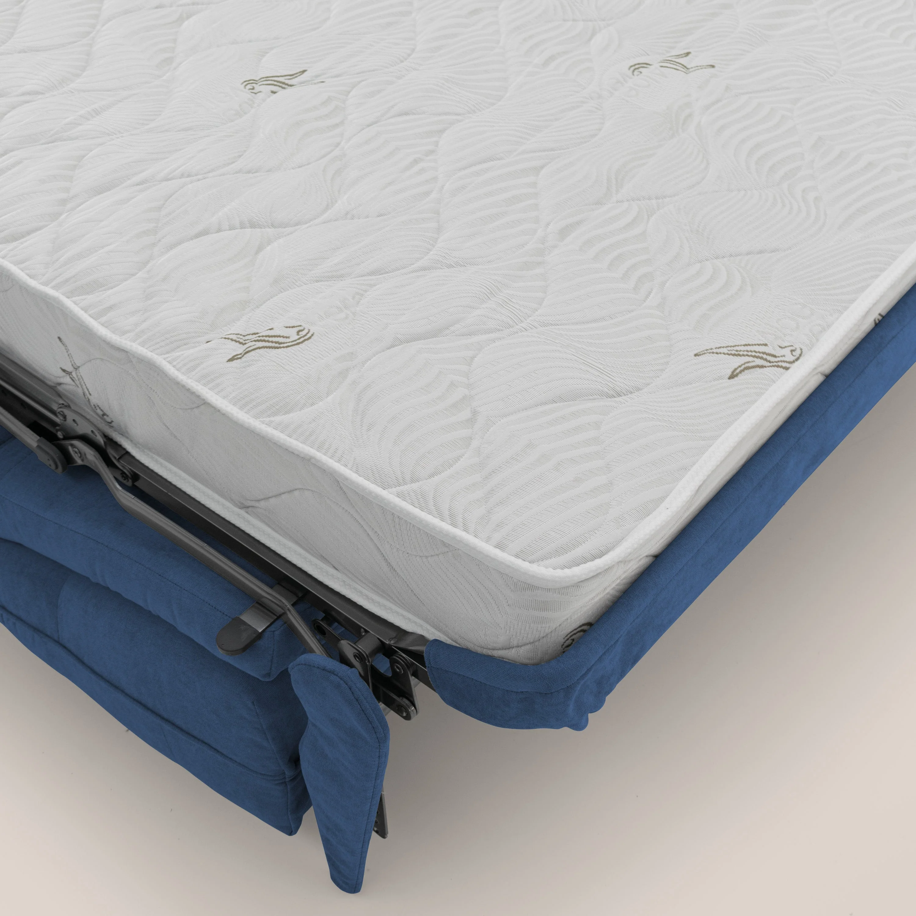Zeus Canapé convertible scandinave avec dossier haut et matelas H18 cm en tissu imperméable T02 bleu - Image 10