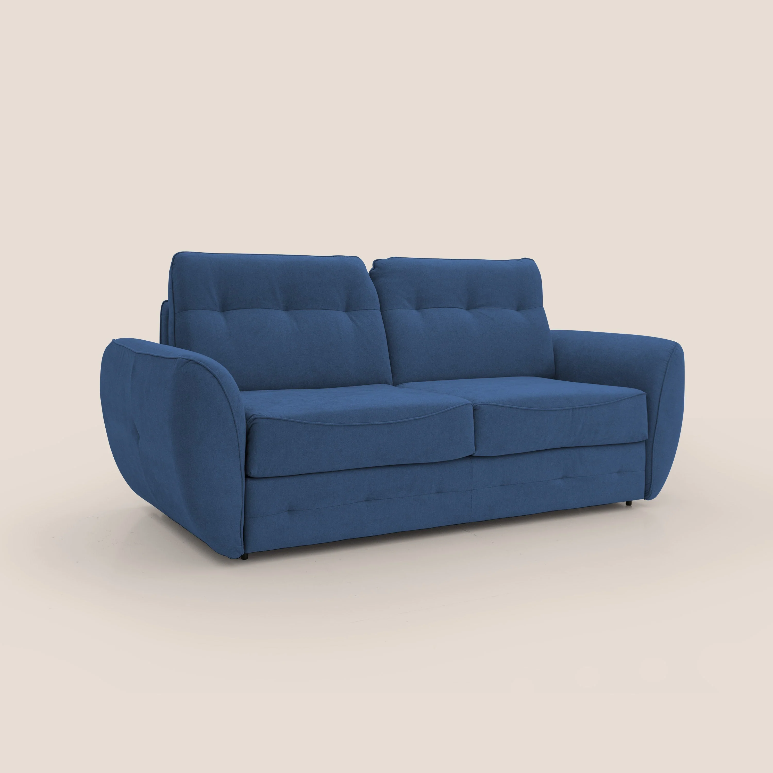 Zeus Canapé convertible scandinave avec dossier haut et matelas H18 cm en tissu imperméable T02 bleu - Image 4