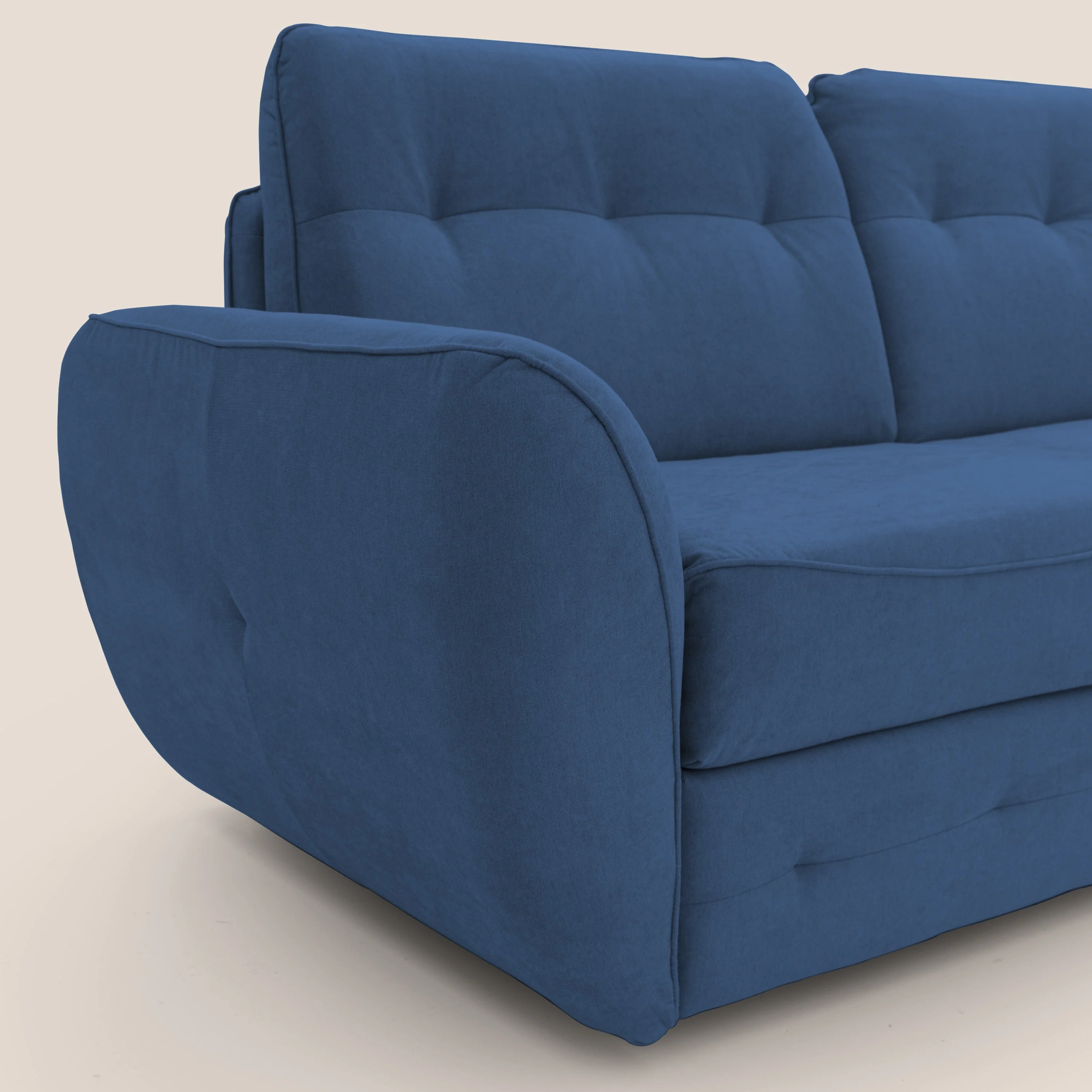 Zeus Canapé convertible scandinave avec dossier haut et matelas H18 cm en tissu imperméable T02 bleu - Image 6