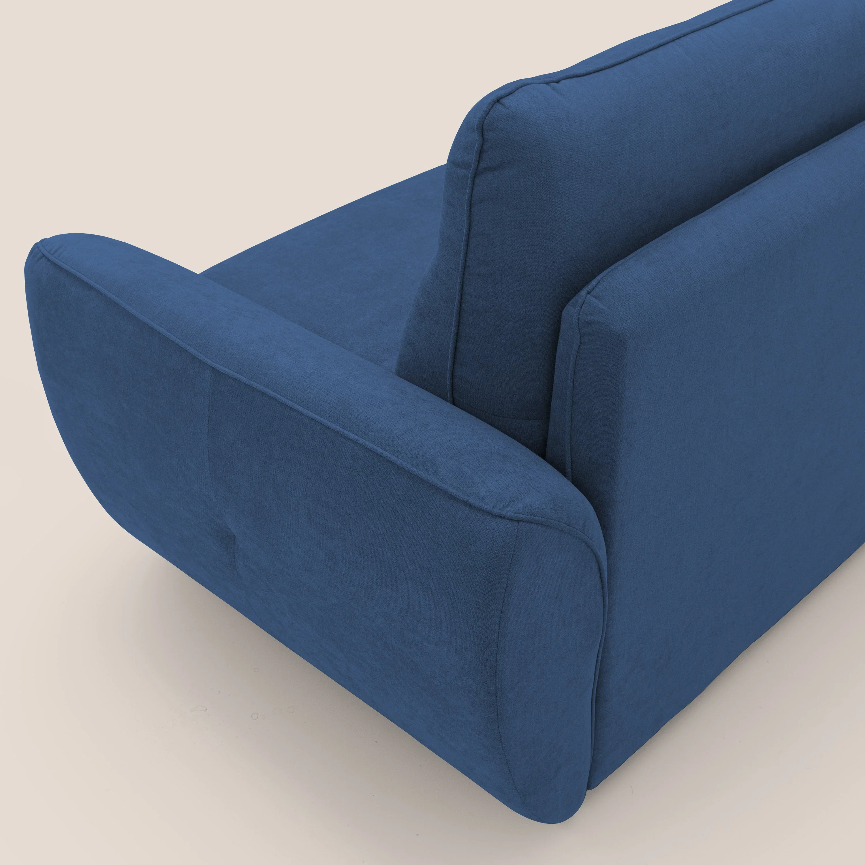 Zeus Canapé convertible scandinave avec dossier haut et matelas H18 cm en tissu imperméable T02 bleu - Image 9