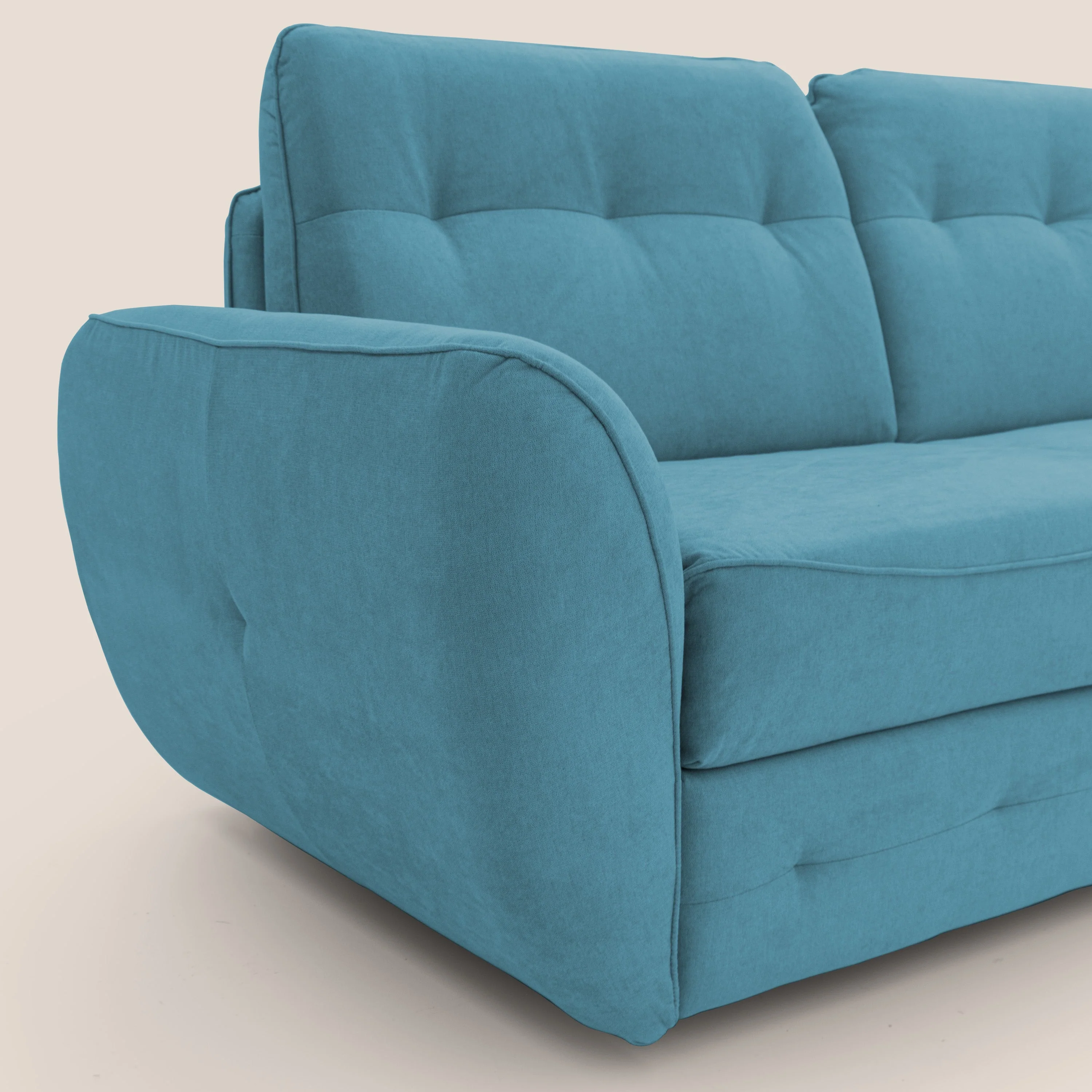 Zeus Canapé convertible scandinave avec dossier haut et matelas H18 cm en tissu imperméable T02 bleu ciel - Image 6