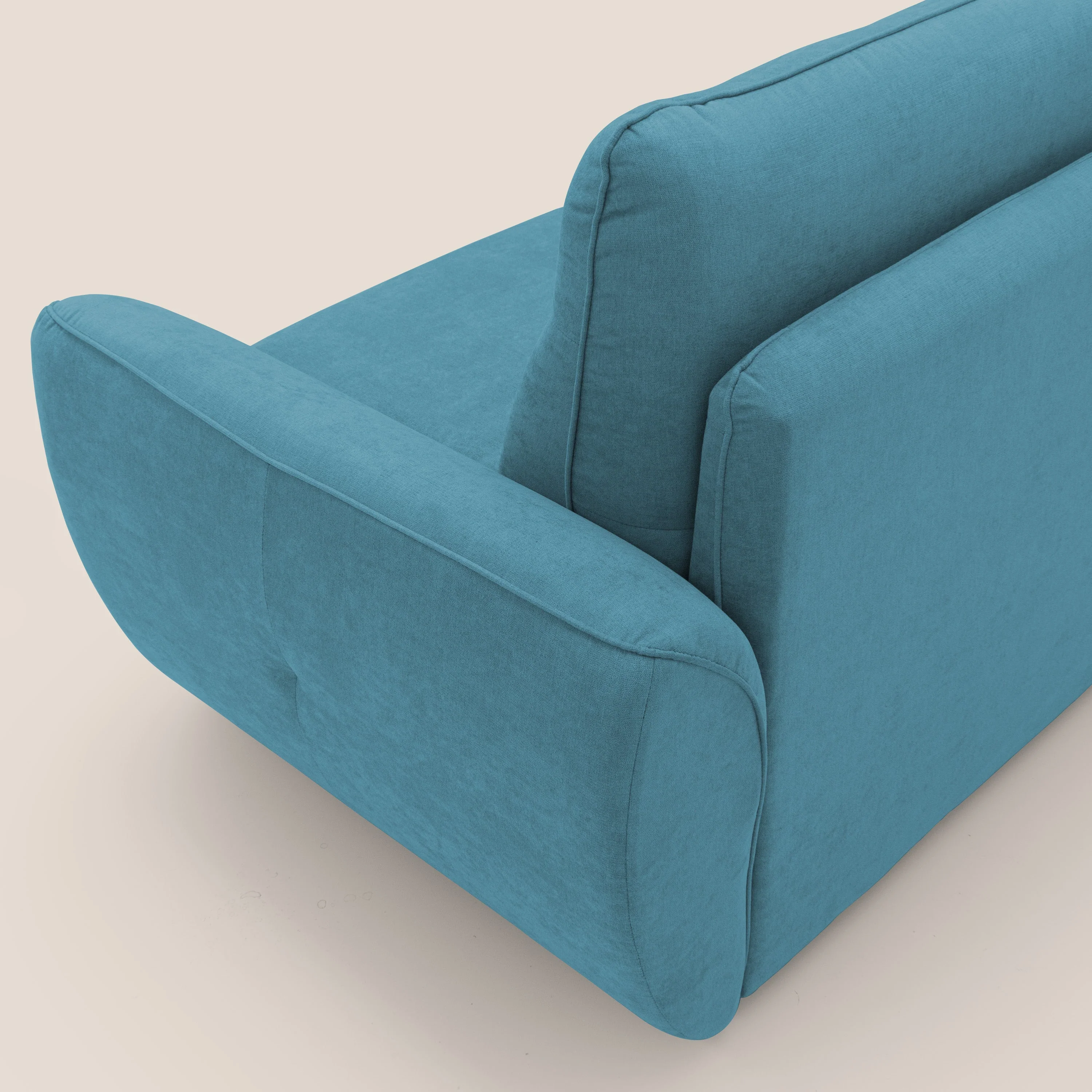 Zeus Canapé convertible scandinave avec dossier haut et matelas H18 cm en tissu imperméable T02 bleu ciel - Image 9