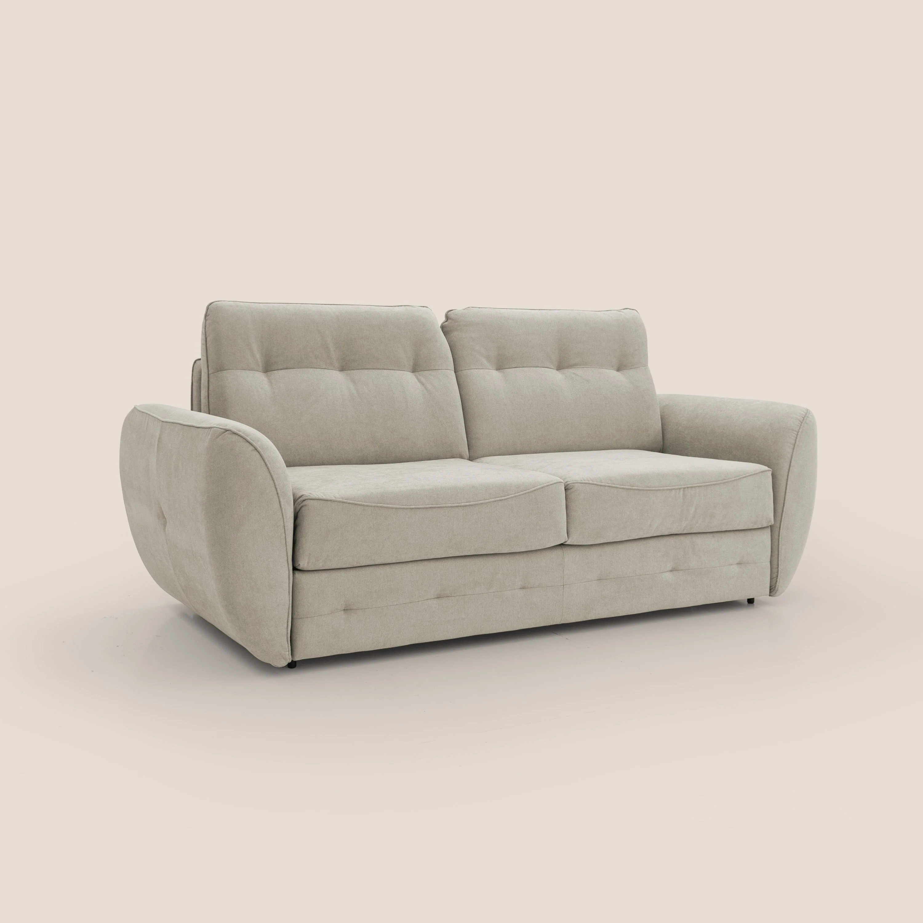 Zeus Canapé convertible scandinave avec dossier haut et matelas H18 cm en tissu imperméable T02 crème - Image 4