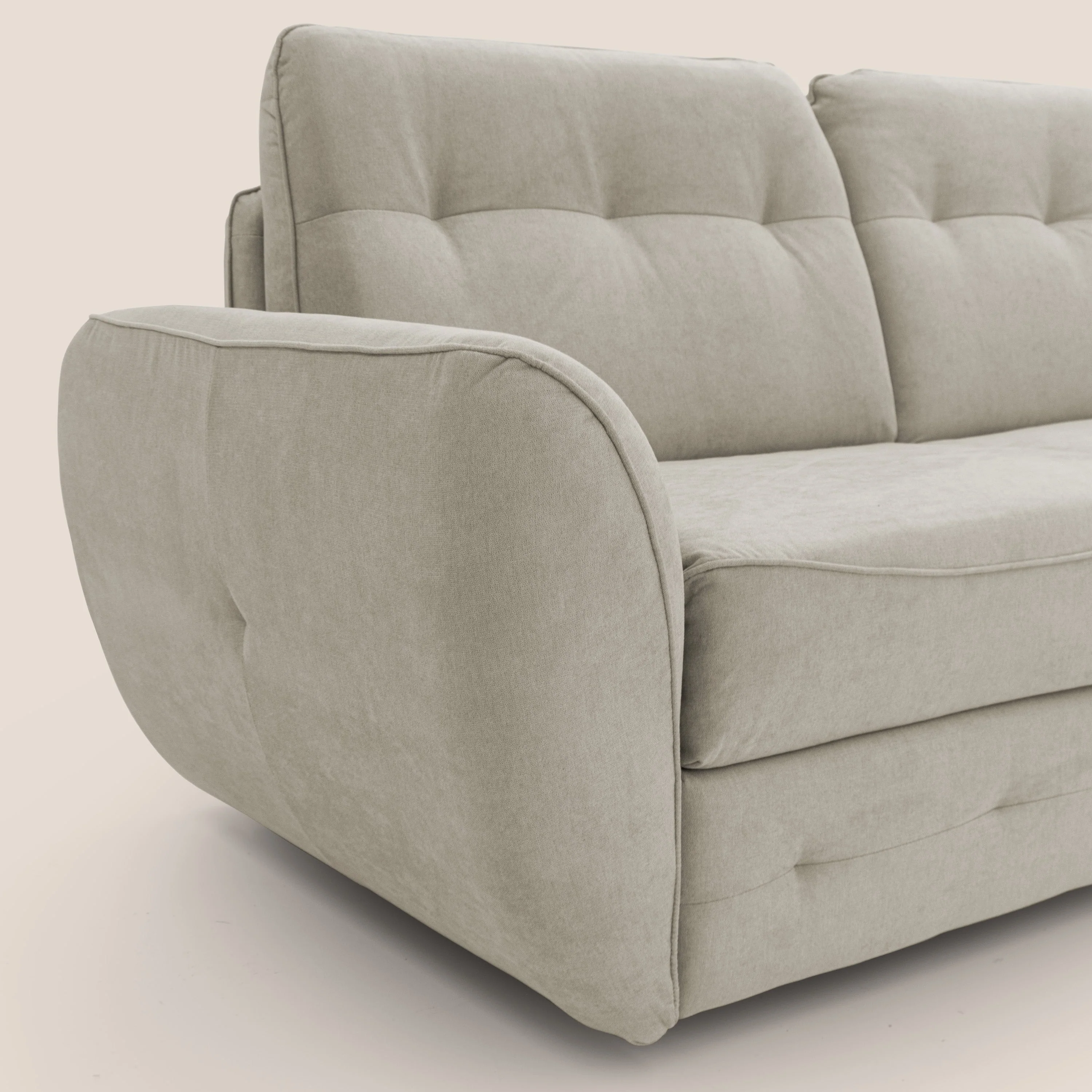 Zeus Canapé convertible scandinave avec dossier haut et matelas H18 cm en tissu imperméable T02 crème - Image 6
