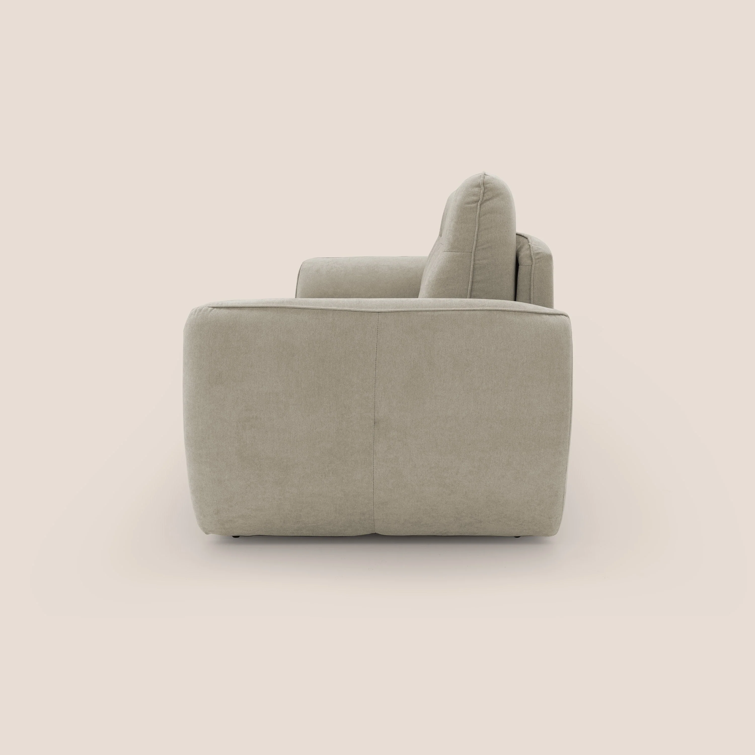 Zeus Canapé convertible scandinave avec dossier haut et matelas H18 cm en tissu imperméable T02 crème - Image 7