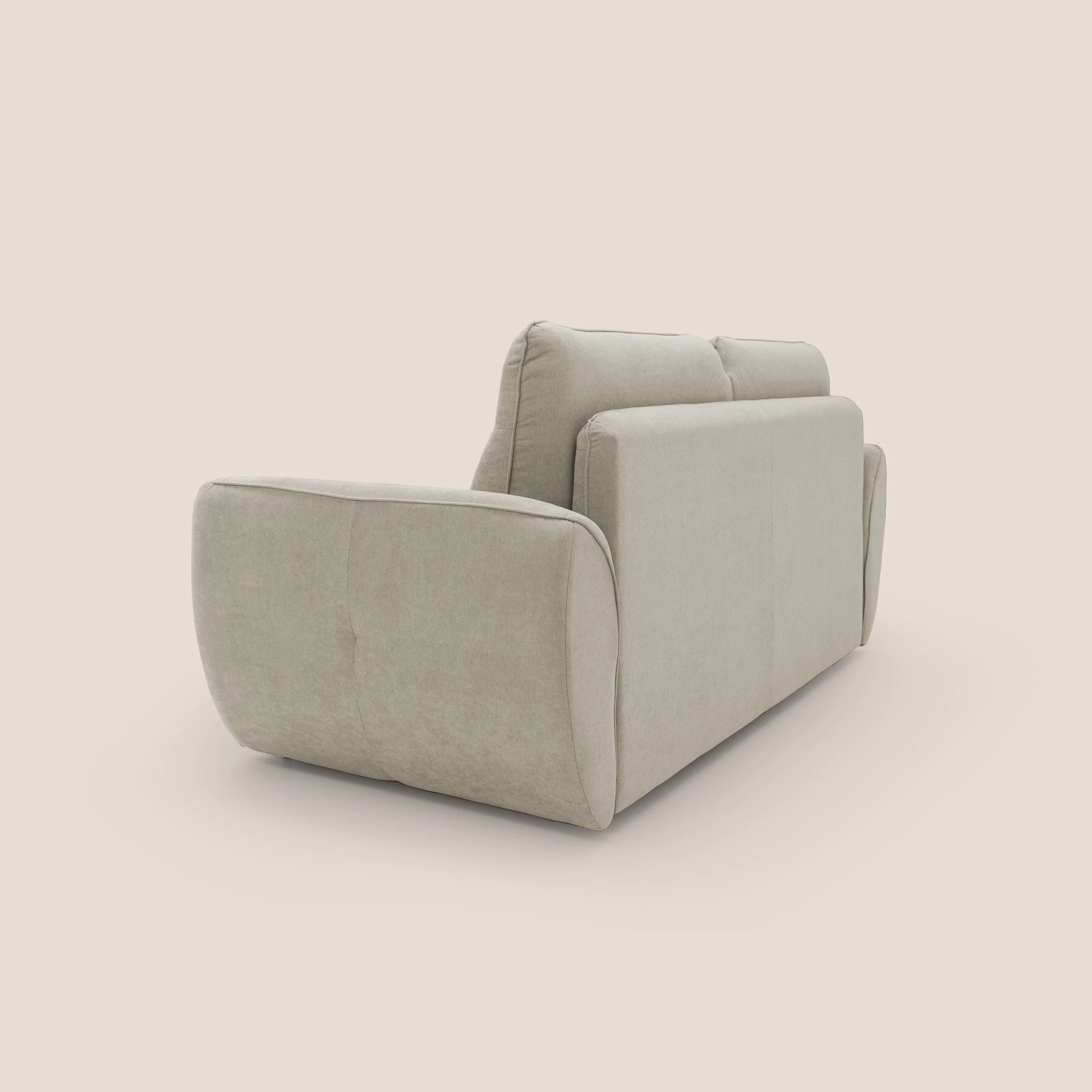 Zeus Canapé convertible scandinave avec dossier haut et matelas H18 cm en tissu imperméable T02 crème - Image 8