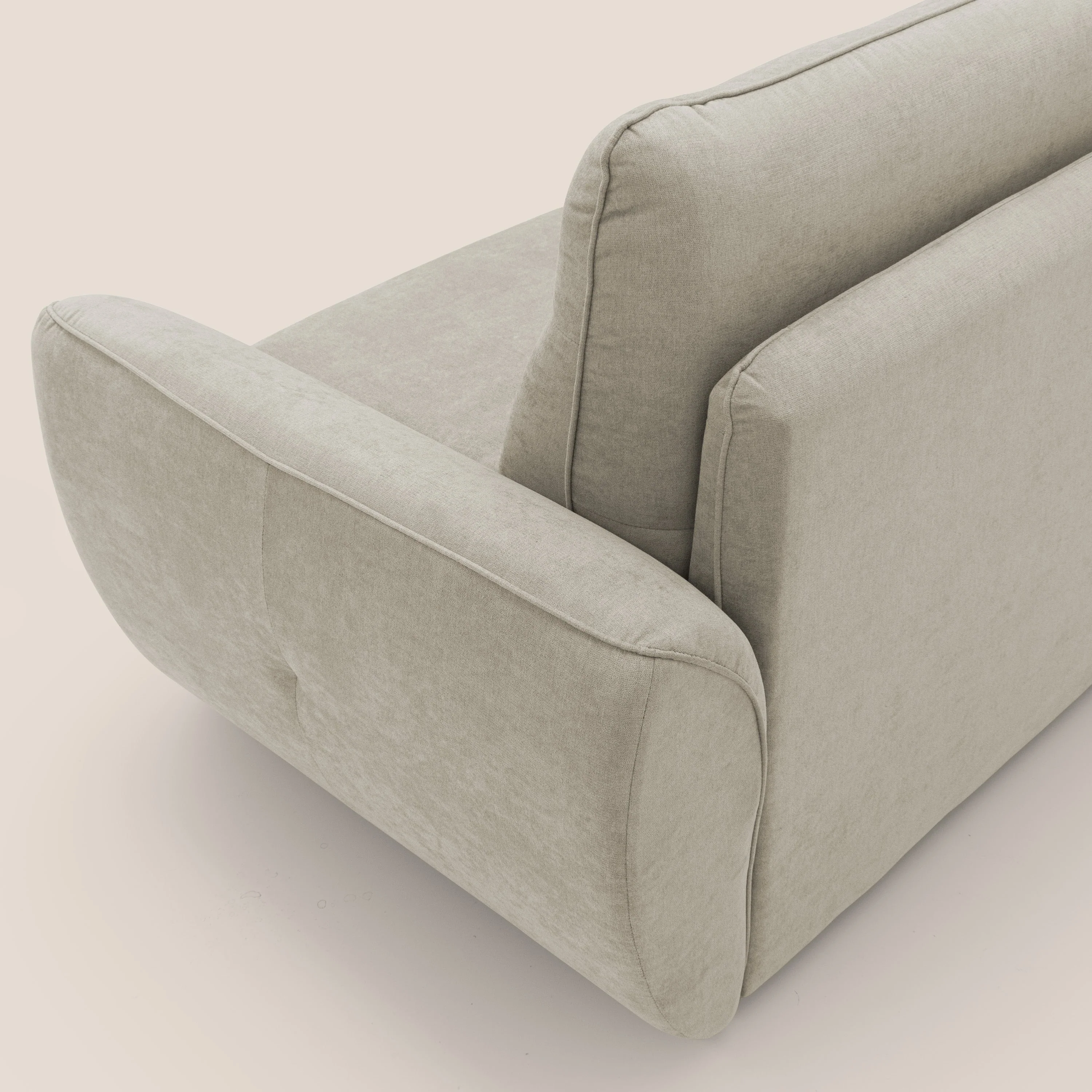 Zeus Canapé convertible scandinave avec dossier haut et matelas H18 cm en tissu imperméable T02 crème - Image 9
