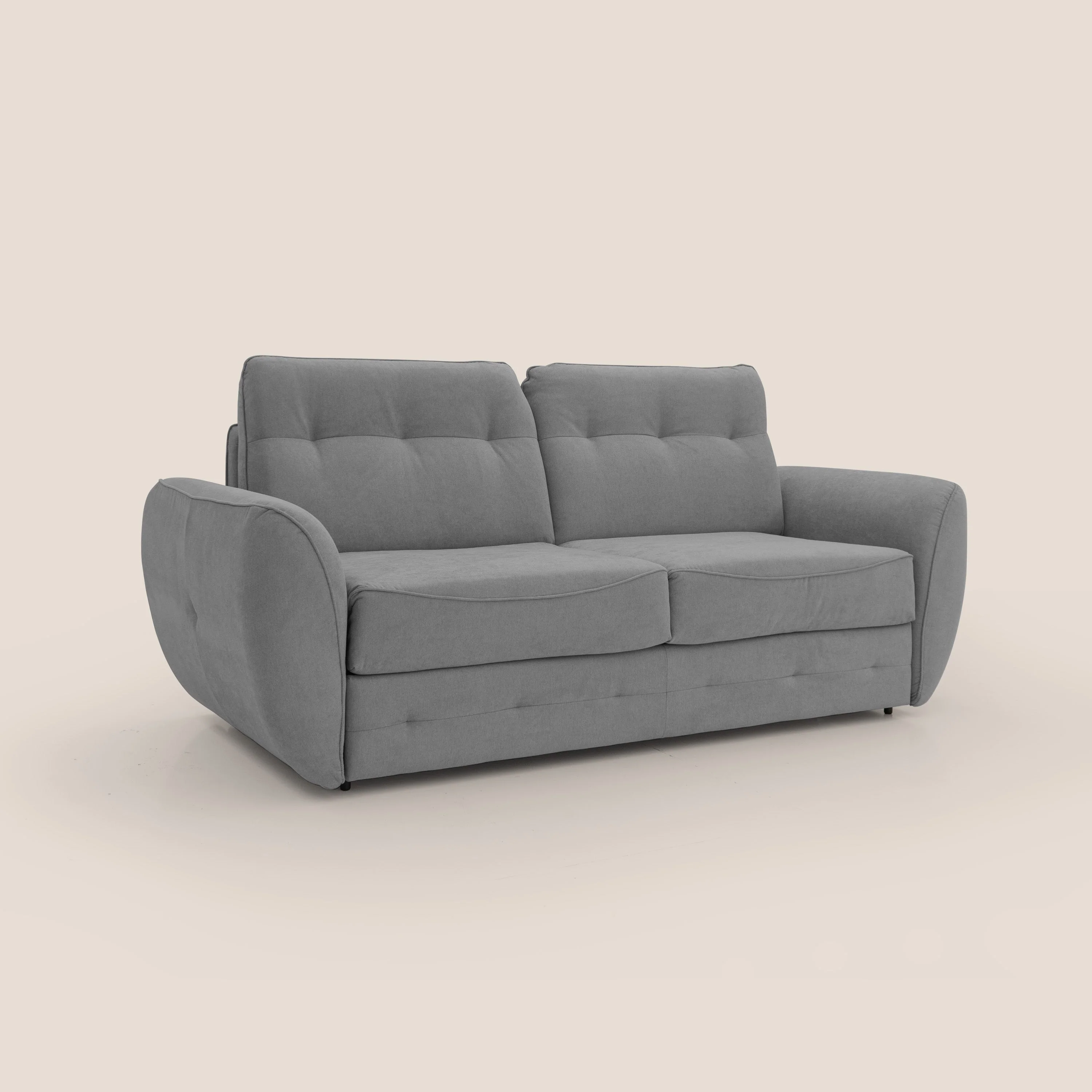 Zeus Canapé convertible scandinave avec dossier haut et matelas H18 cm en tissu imperméable T02 gris - Image 4