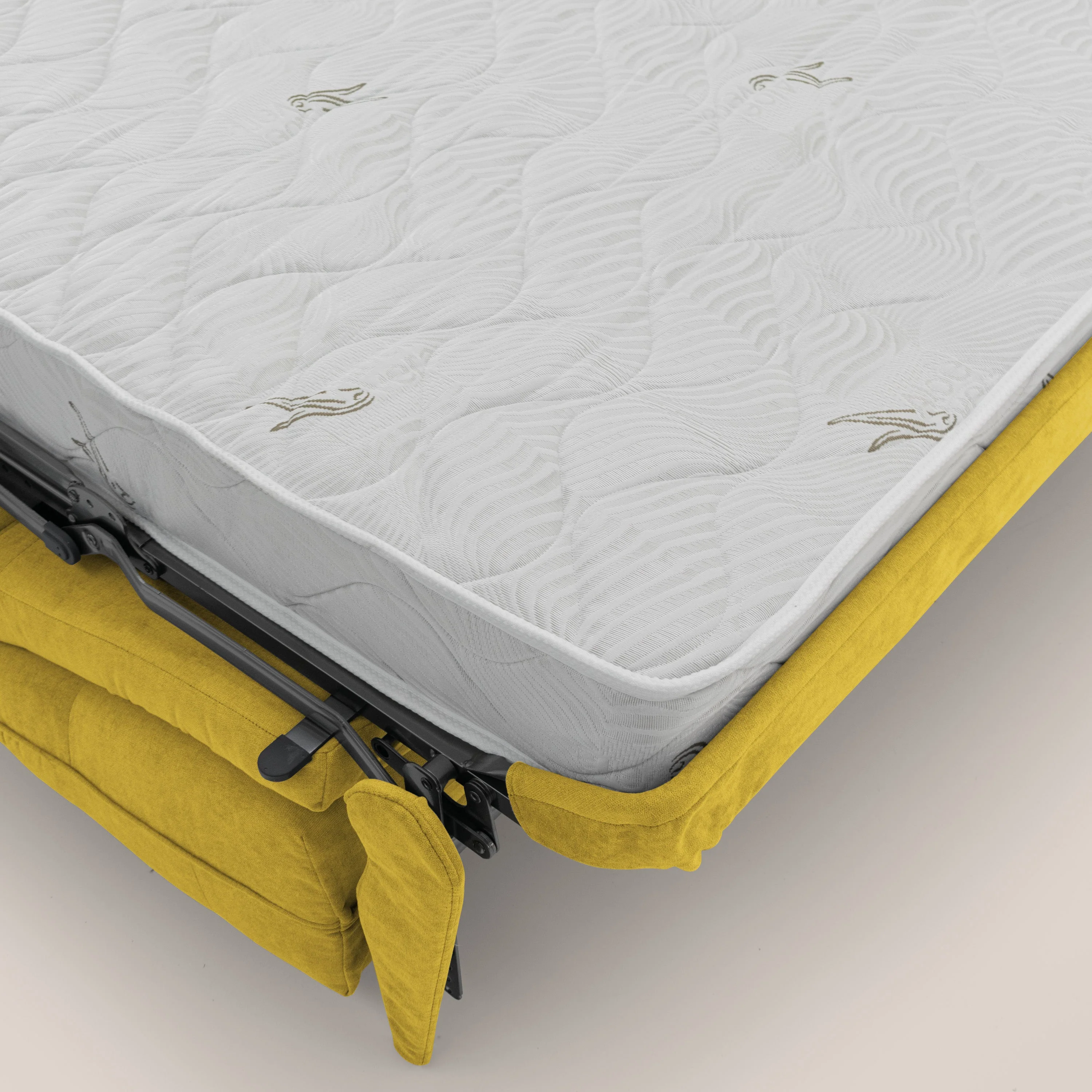 Zeus Canapé convertible scandinave avec dossier haut et matelas H18 cm en tissu imperméable T02 jaune - Image 10