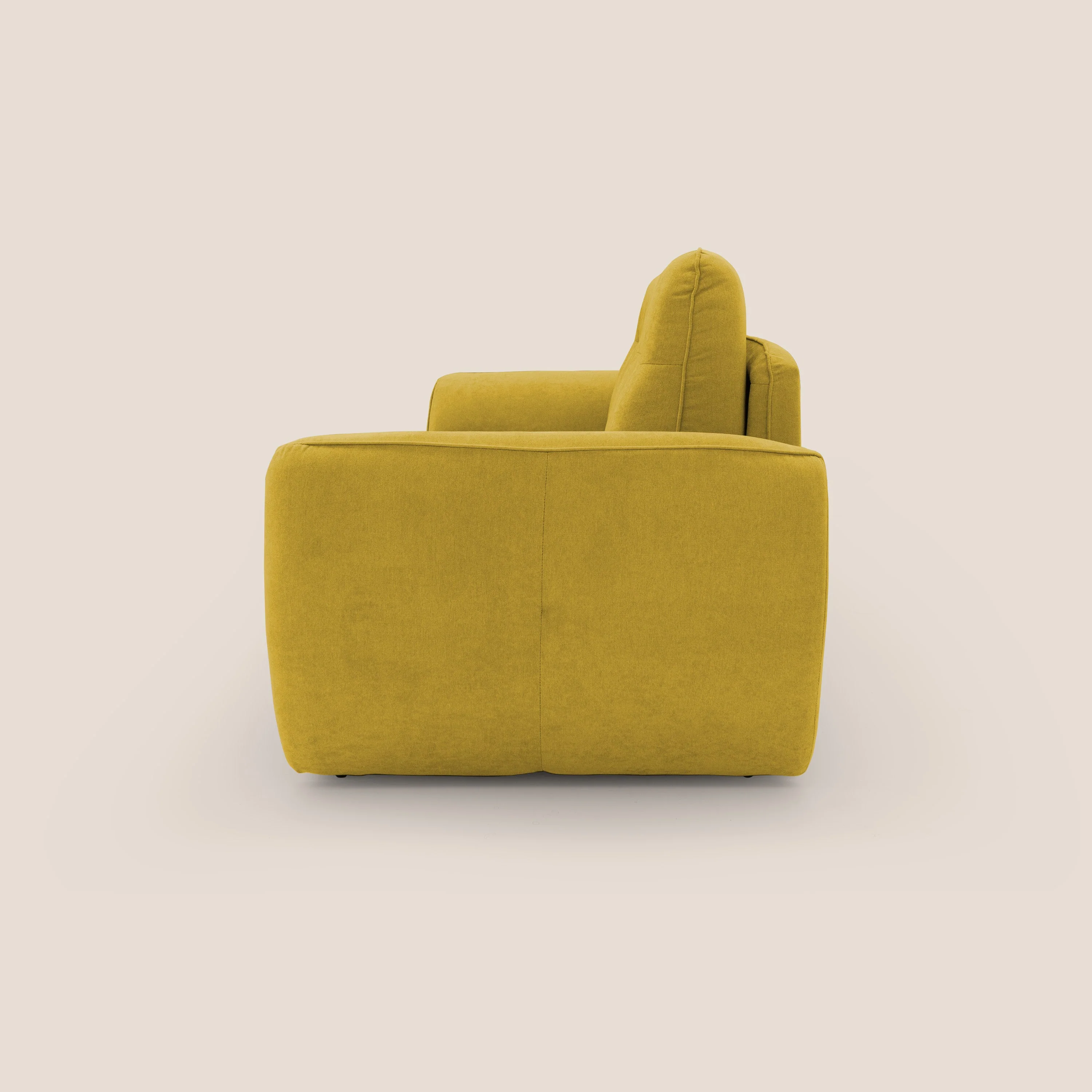 Zeus Canapé convertible scandinave avec dossier haut et matelas H18 cm en tissu imperméable T02 jaune - Image 7