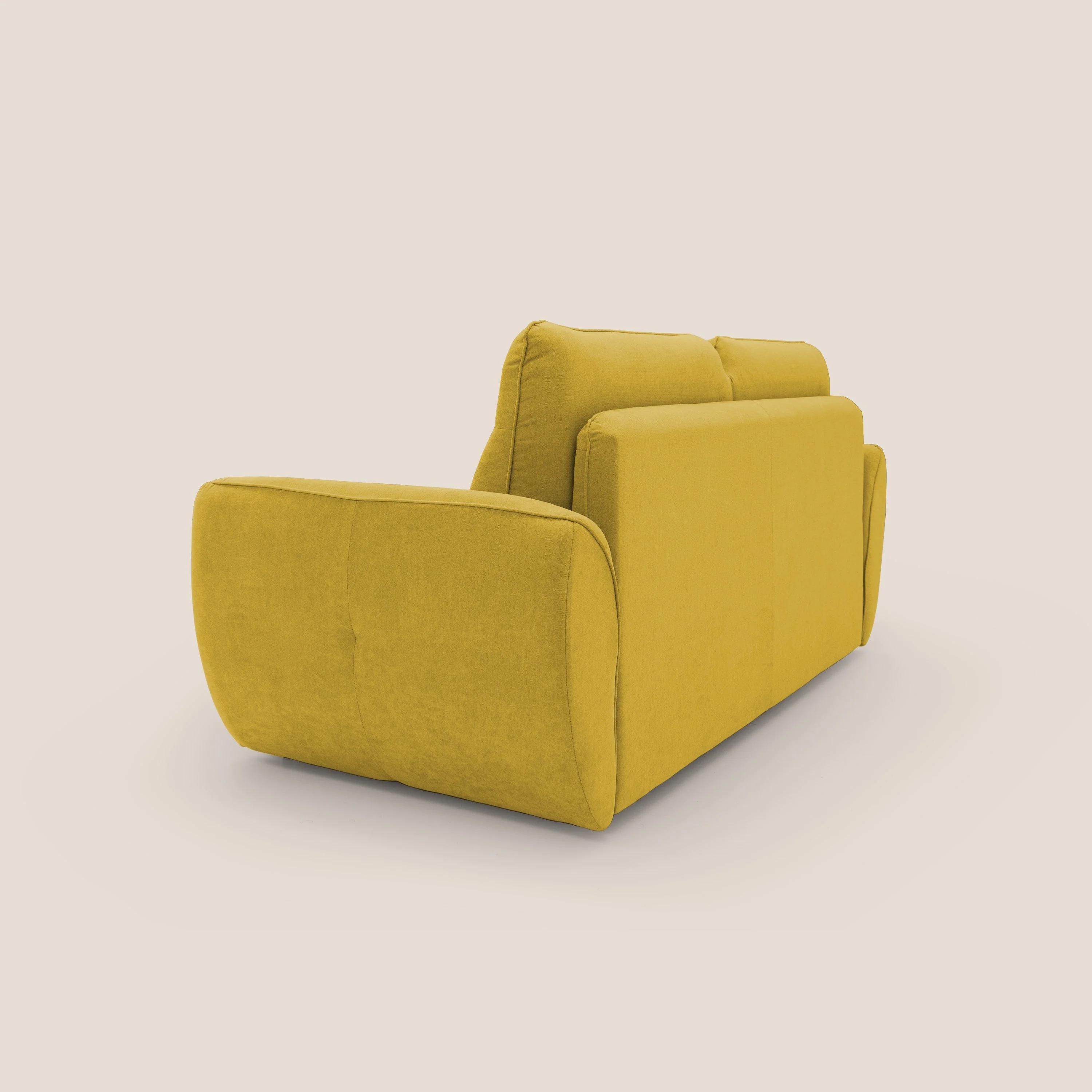 Zeus Canapé convertible scandinave avec dossier haut et matelas H18 cm en tissu imperméable T02 jaune - Image 8