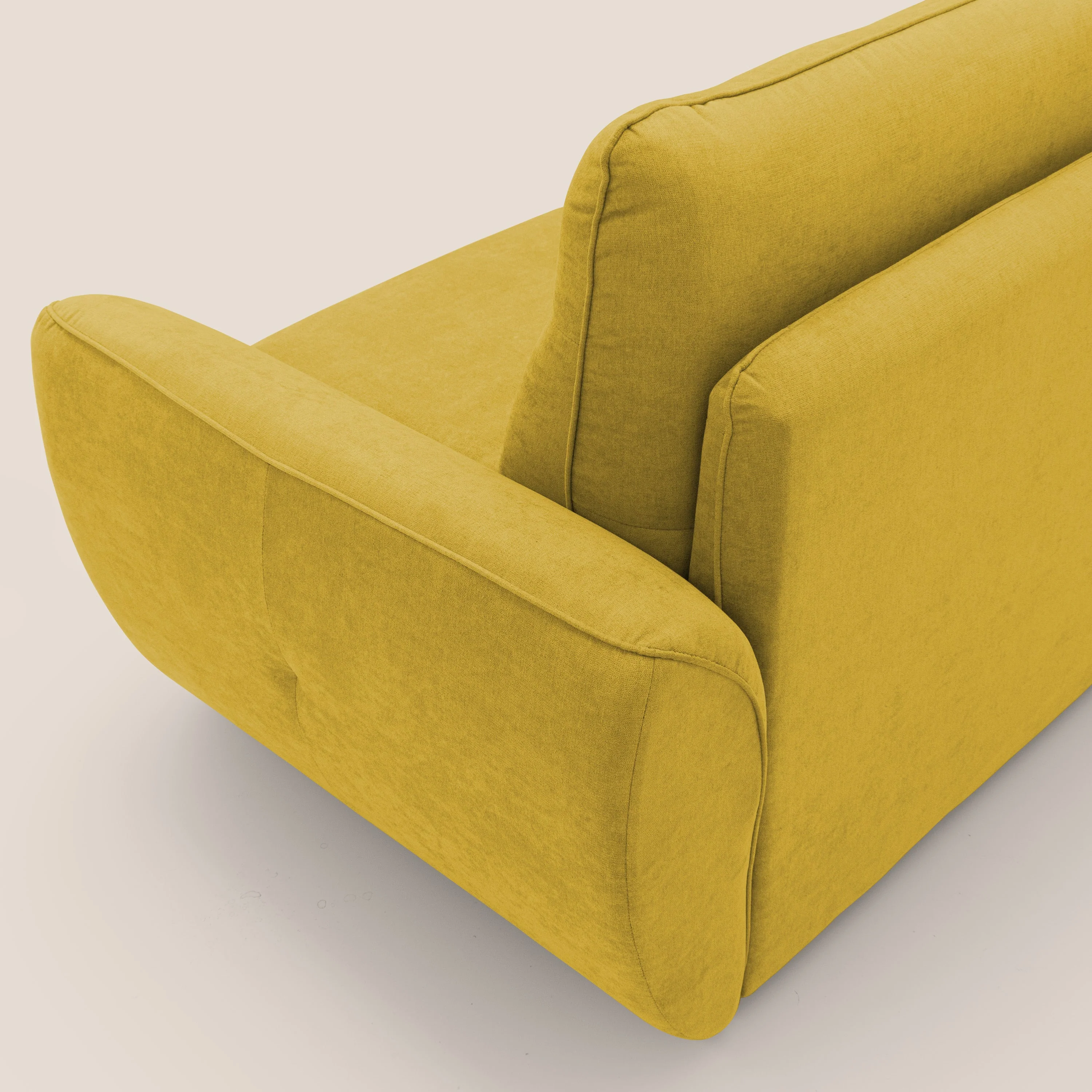Zeus Canapé convertible scandinave avec dossier haut et matelas H18 cm en tissu imperméable T02 jaune - Image 9